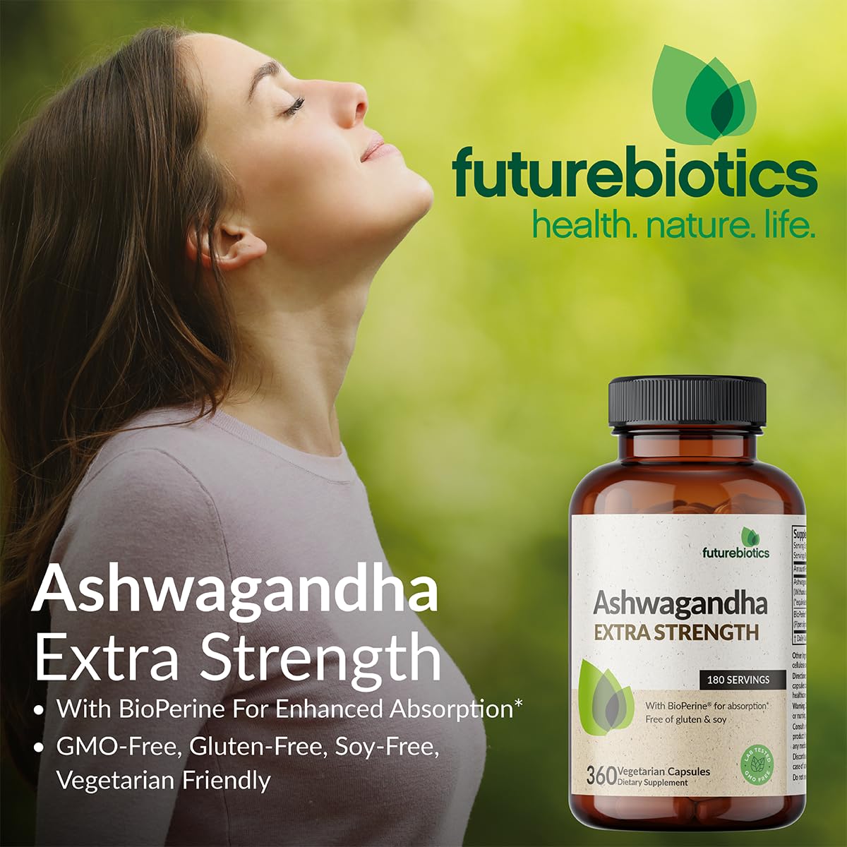 Futurebiotics Ashwagandha Extra Strength Stress & Mood Support with BioPerine - Non GMO Formula, 100 Vegetarian Capsules Futurebiotics uk supplements