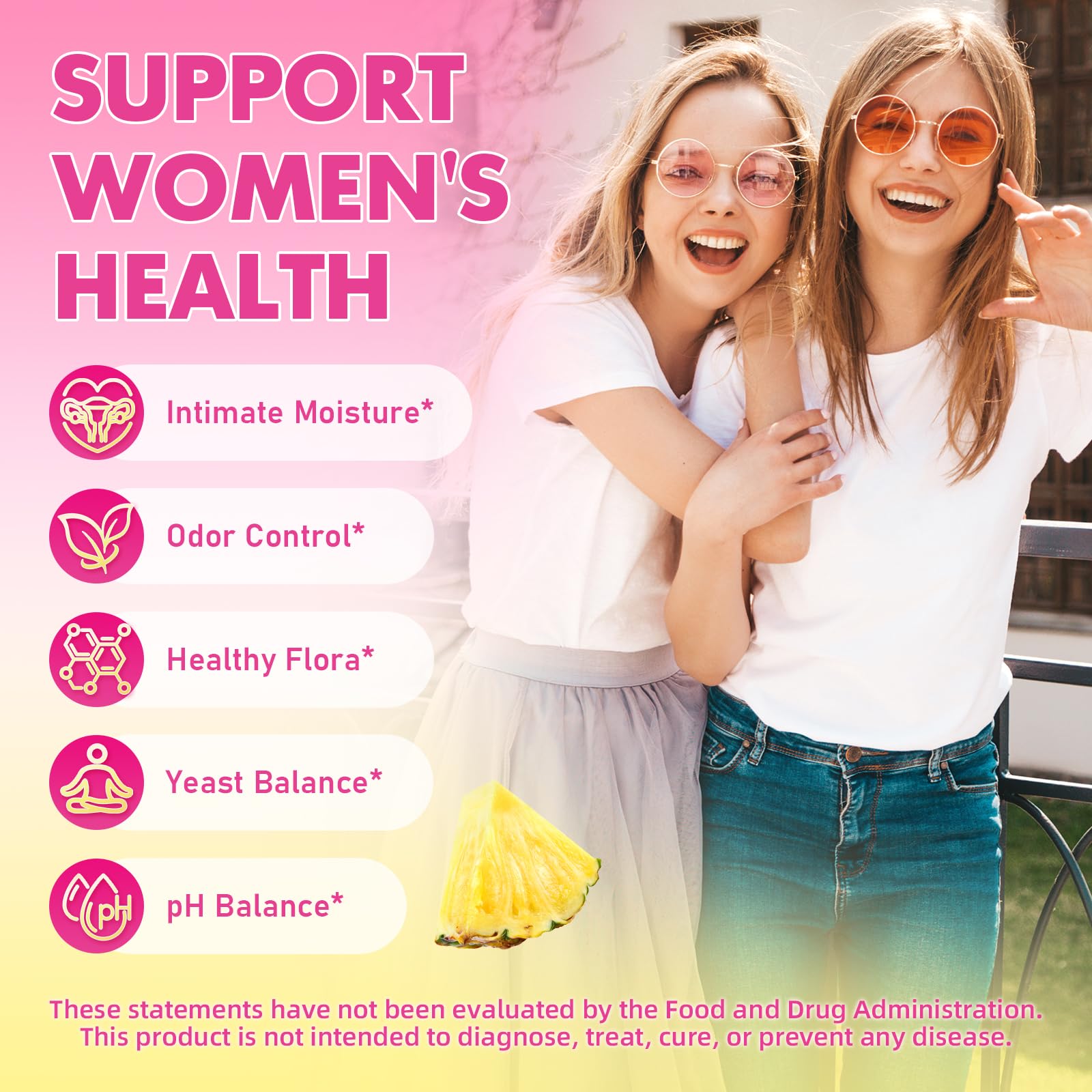 MEENCCD Her Juicy Feminine Probiotics Gummies with Slippery Elm & Lactobacillus Blend, Supports pH Balance & Immune Function, Promotes Vaginal Wellness, Pineapple Flavor, 60 Count MEENCCD uk supplements