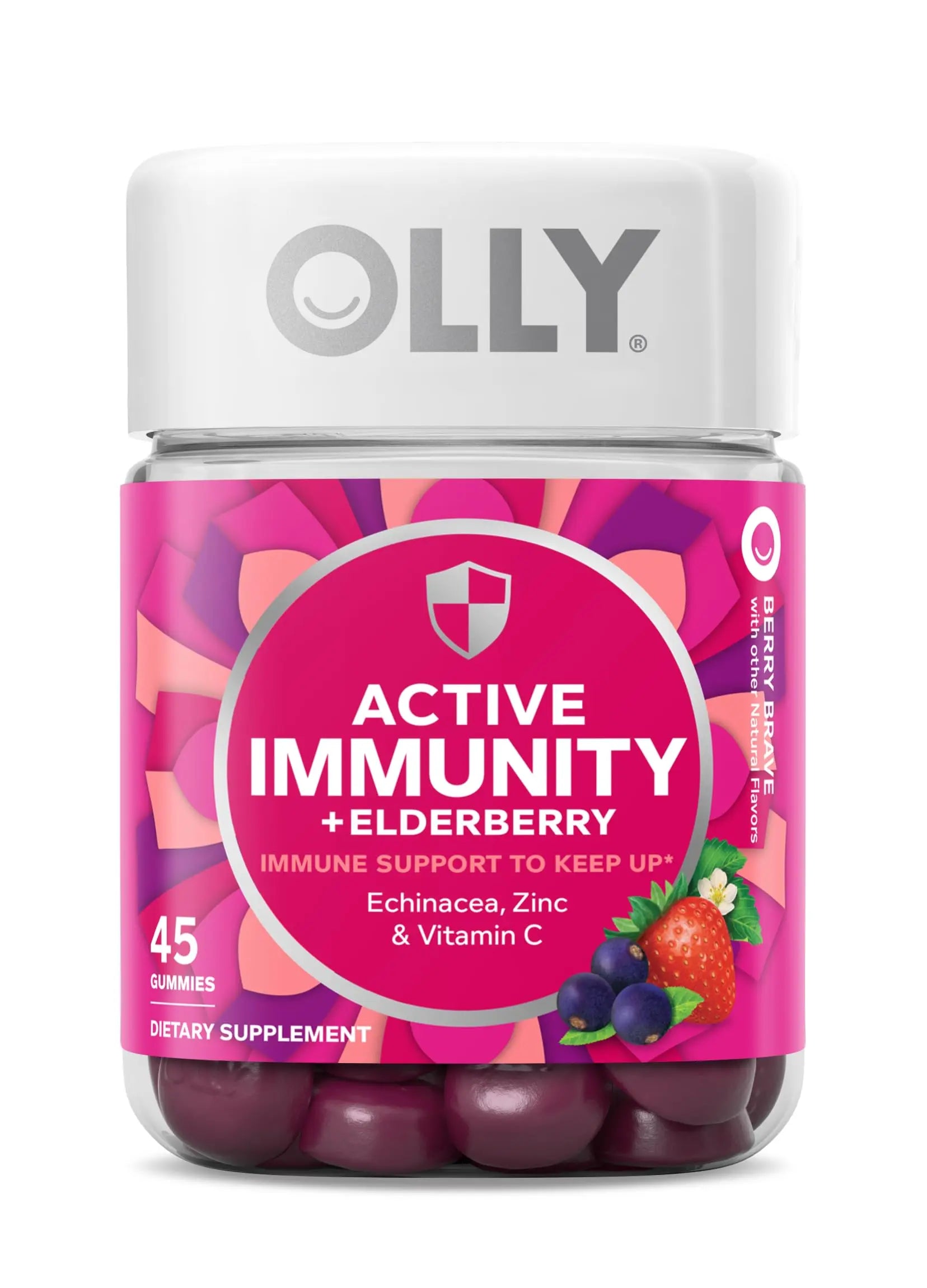 OLLY Kids Immunity Gummy, Immune Support, Wellmune, Elderberry, Vitamin C, Zinc, Chewable Supplement, Cherry - 50 Count & Gummy Active Immunity+Elderberry, 45 Gummies (1 Pack), Berry Flavor OLLY uk supplements