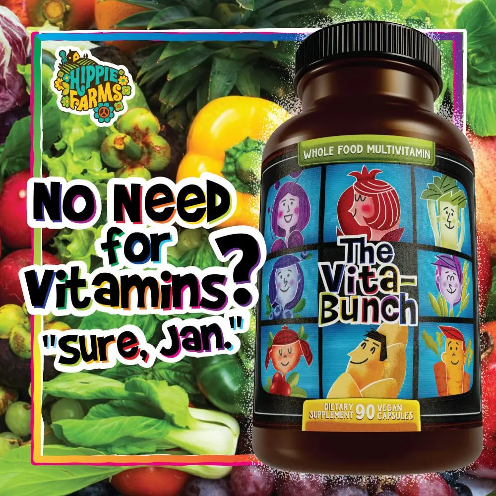 Whole Food Multivitamin Fruit & Super Greens All-in-one Vitamin Complex, 90 Vegan Capsules - Daily Vitamin for Women and Men Hippie Farms uk supplements