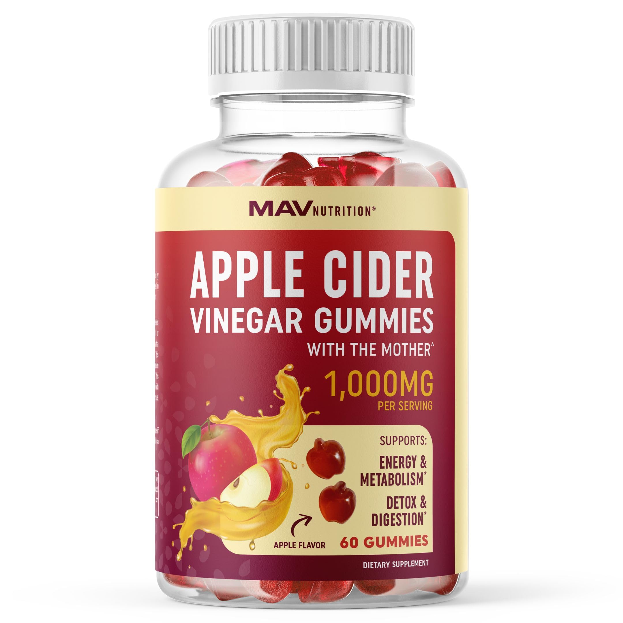 Organic Apple Cider Vinegar Gummies (60 Ct.) | Weight, Digestion, Detox, Immunity & Diet Support MAV NUTRITION uk supplements