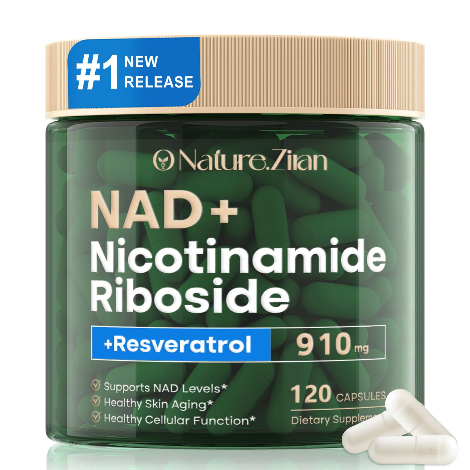 O NATURE . ZIRAN NAD Supplement - NAD+ Nicotinamide Riboside 910 Mg Supplement for Women & Men, Liposomal Nicotinamide Riboside with Resveratrol, for Focus, Boost - 120 Capsules O NATURE . ZIRAN uk supplements