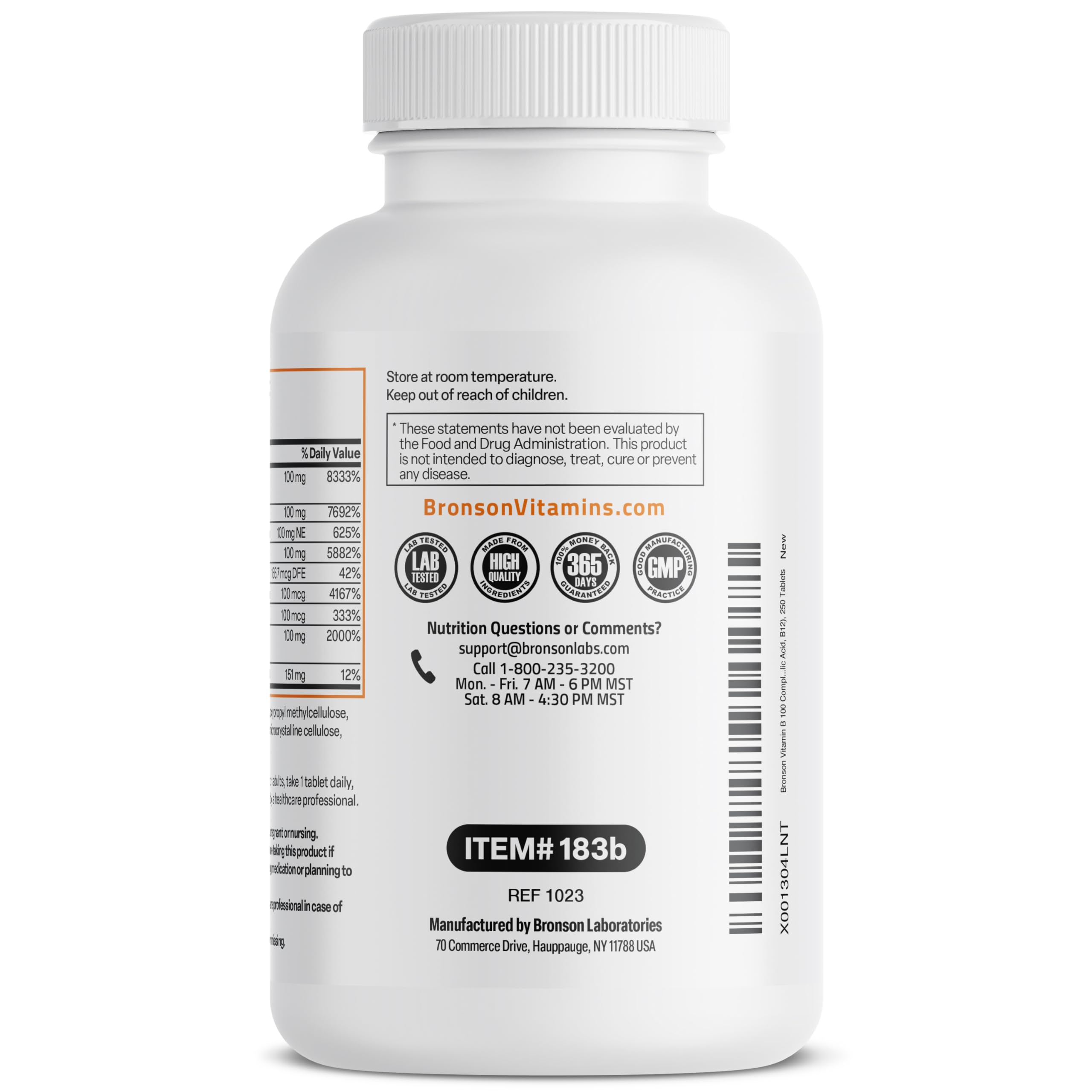 Bronson Super B 100 Vitamin B Complex Sustained Release Contains All B Vitamins Bronson uk supplements