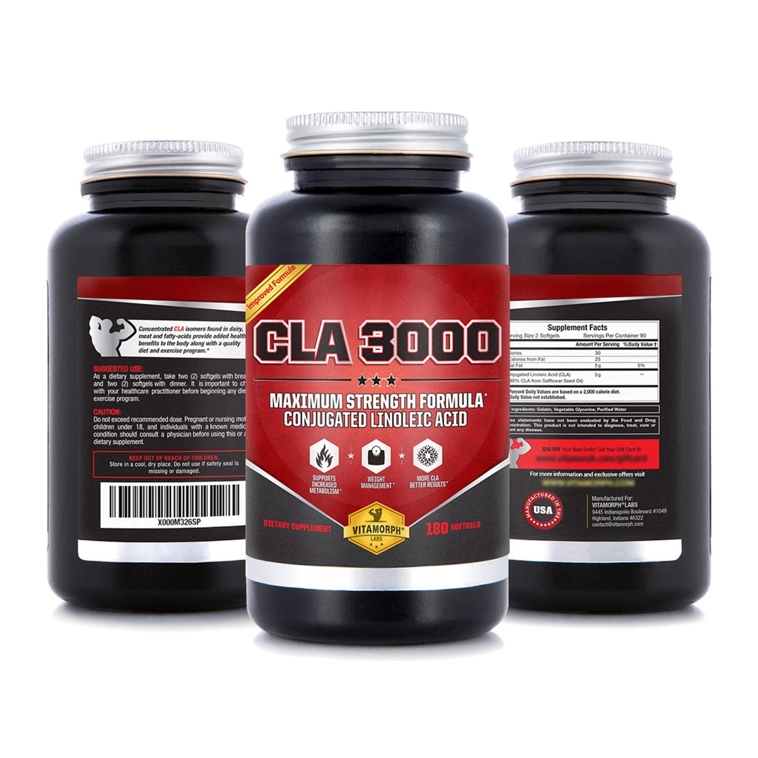 Vitamorph Labs CLA 3000 - CLA Safflower Oil for Metabolism and Weight Loss Management Vitamorph uk supplements