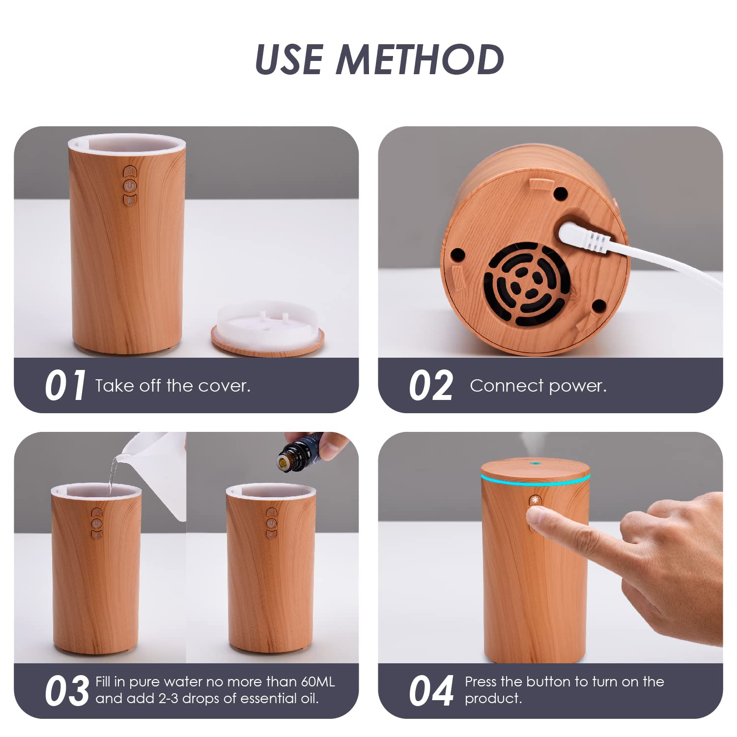 Car Diffuser, USB Essential Oil Diffuser Ultrasonic Car Humidifier Aromatherapy Diffusers hcjylly uk supplements