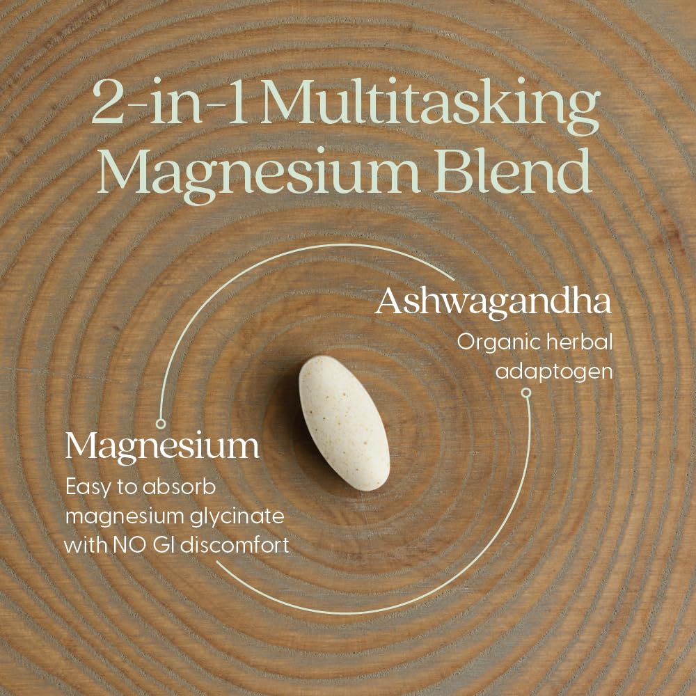 New Chapter Magnesium + Ashwagandha Supplement, 325 mg with Magnesium Glycinate for Muscle Relaxation & Recovery, Heart, Nerve & Bone Health, 2.5X Absorption, Non-GMO - 30 ct (1 Month Supply) New Chapter uk supplements