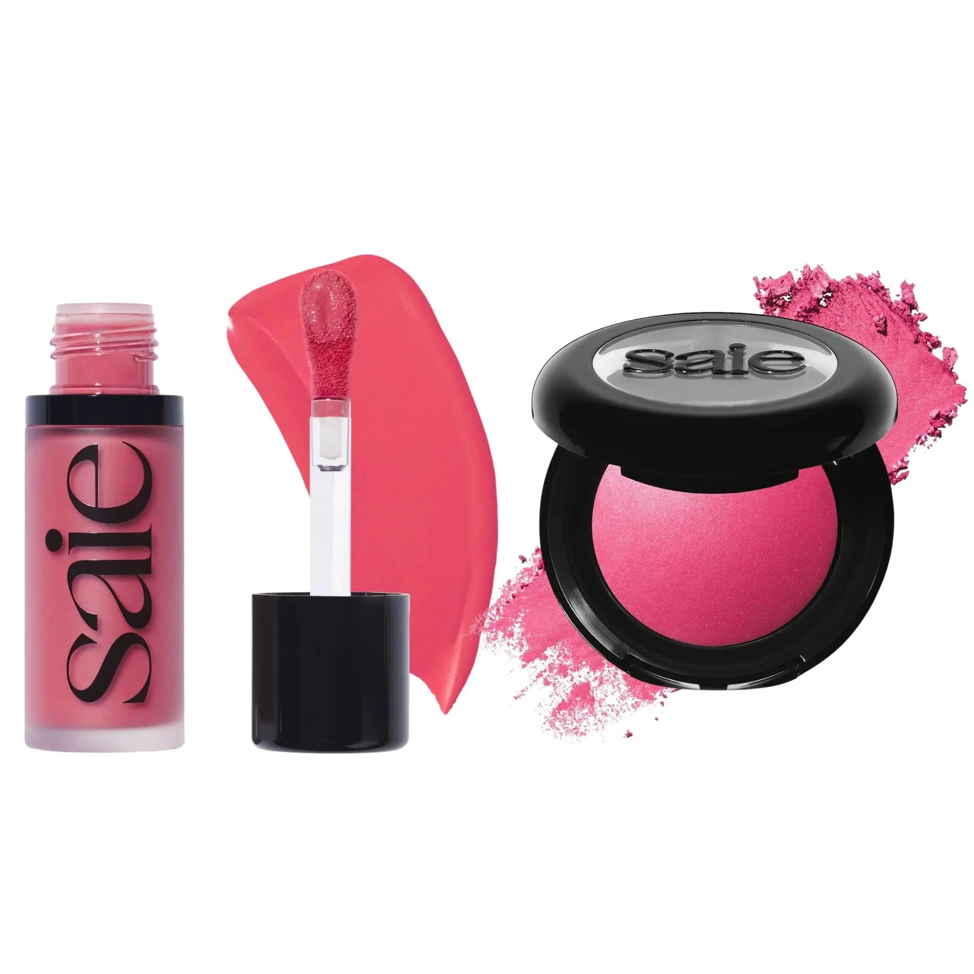 Saie Cheek Flush Duo - Dew Liquid Blush (.40 oz, Flirty), SuperSuede Baked Powder Blush (.01 oz, Amore) - Layerable, Skin-Nourishing Blushes for a Seamless Radiant Finish Saie uk supplements