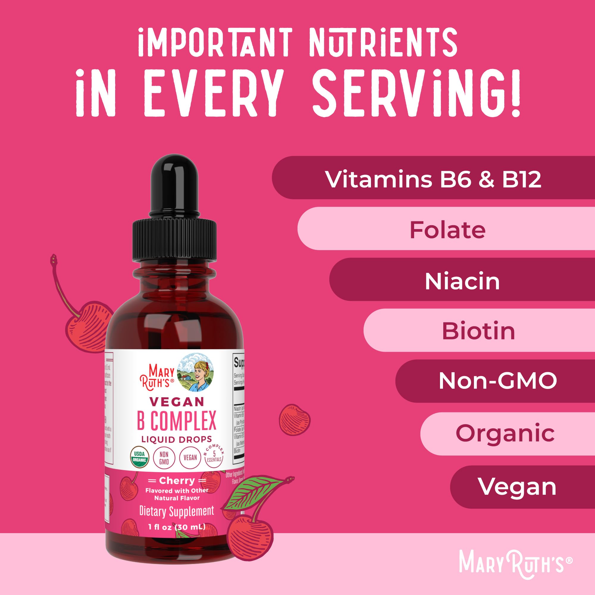 MaryRuth Organics Vitamin B Complex | B Vitamins Complex | Biotin | Vitamin B12 | Niacin | Folate | Metabolic Support Supplement | Vegan | USDA Organic | Non-GMO | Gluten Free | 2 Month Supply MARYRUTH'S uk supplements