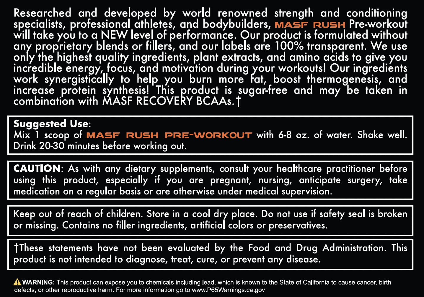 MASF Rush Pre-Workout (Orange-Mango) MASF uk supplements