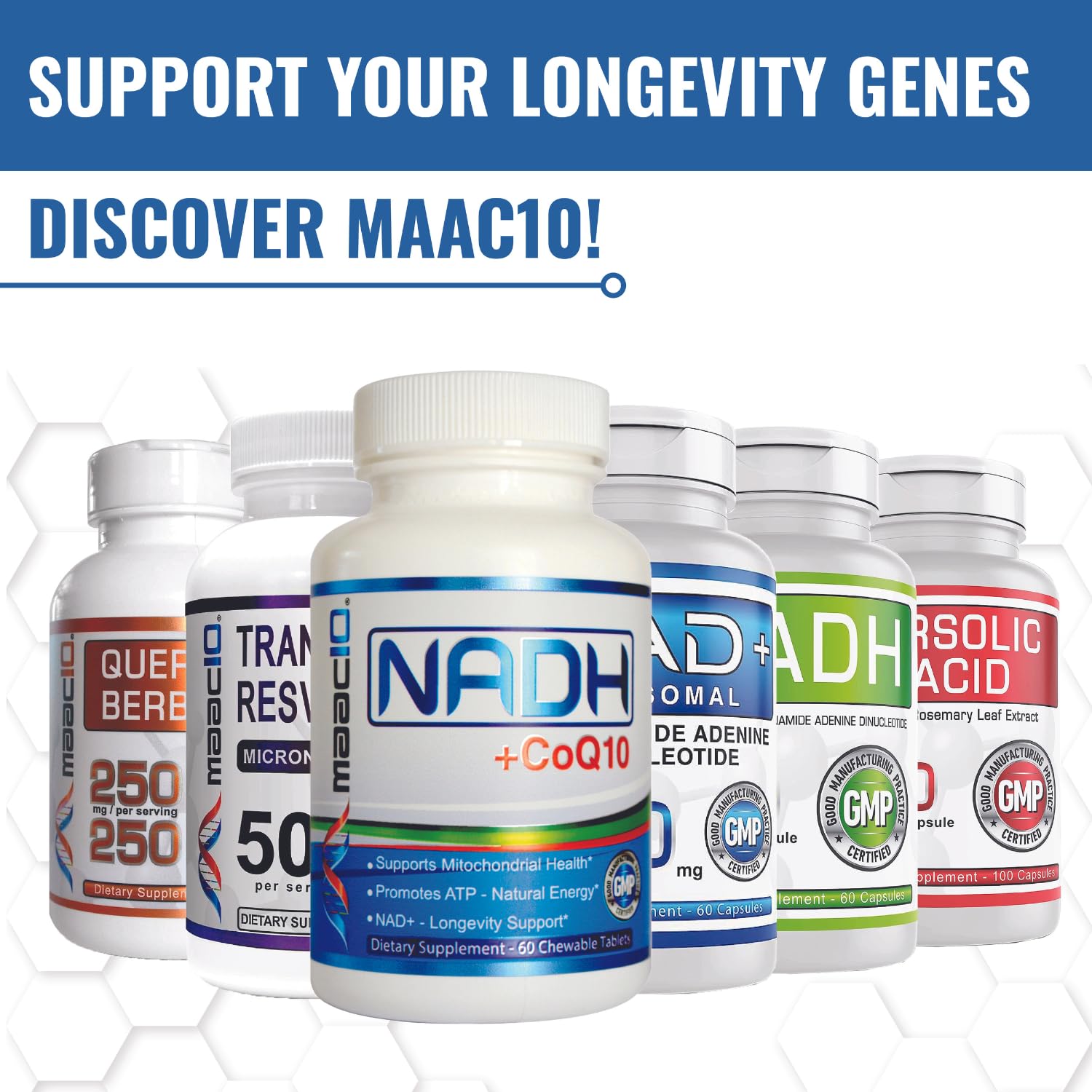 MAAC10 Liposomal NAD Supplement 500mg Serving (2x250mg Capsules) Actual Nicotinamide Adenine Dinucleotide MAAC10 uk supplements