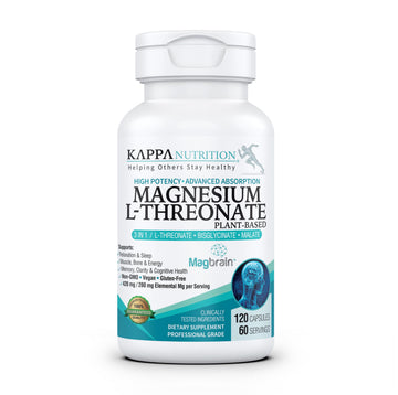 Kappa Nutrition Powered by Magbrain™ Magnesium L-Threonate Plant-Based, 420mg Elemental Magnesium (3 Capsules) from 2,253mg, 120 Vegan Capsules, Brain, Sleep & Muscle Support. KAPPA NUTRITION uk supplements