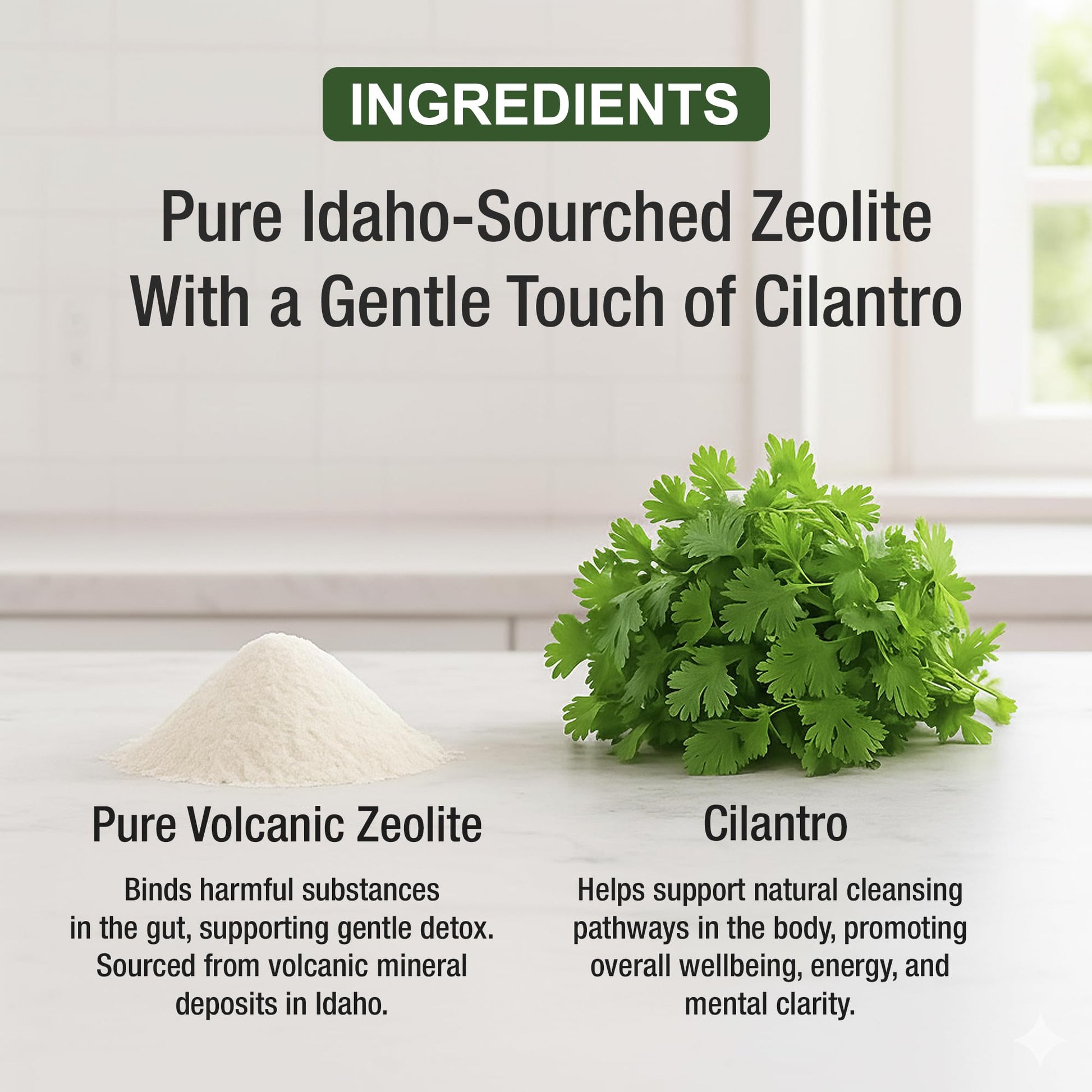 Zeolite Detox for Kids & Adults with Cilantro. Volcanic Mineral from Idaho USA. Zeolite Clinoptilolite Liquid Drops Gentle Cleanse Supplement with Vitamins B12 & D. Support Focus, Energy, Gut, Speech Peak Performance uk supplements