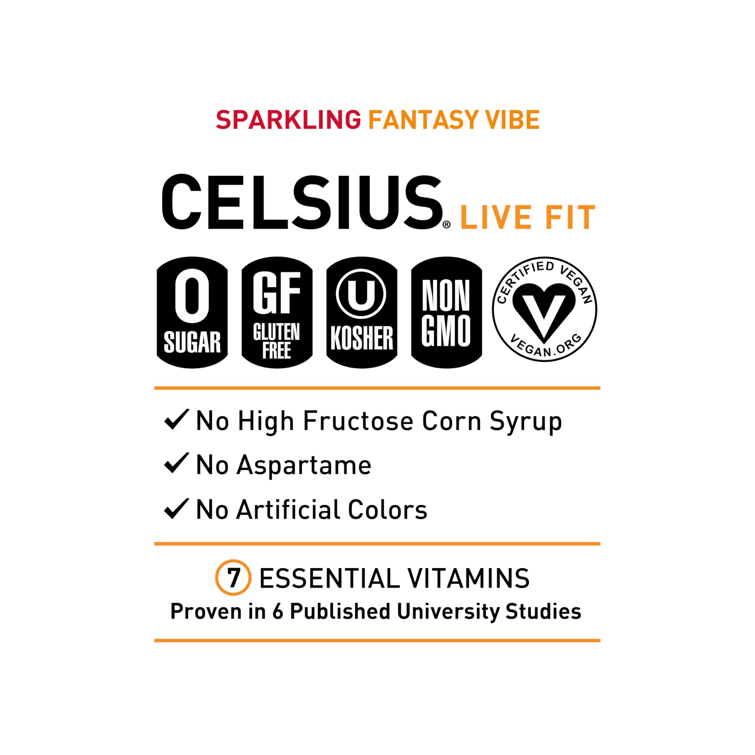 CELSIUS Sparkling Fantasy Vibe, Functional Essential Energy Drink, 12 Fl Oz (Pack of 12) CELSIUS uk supplements