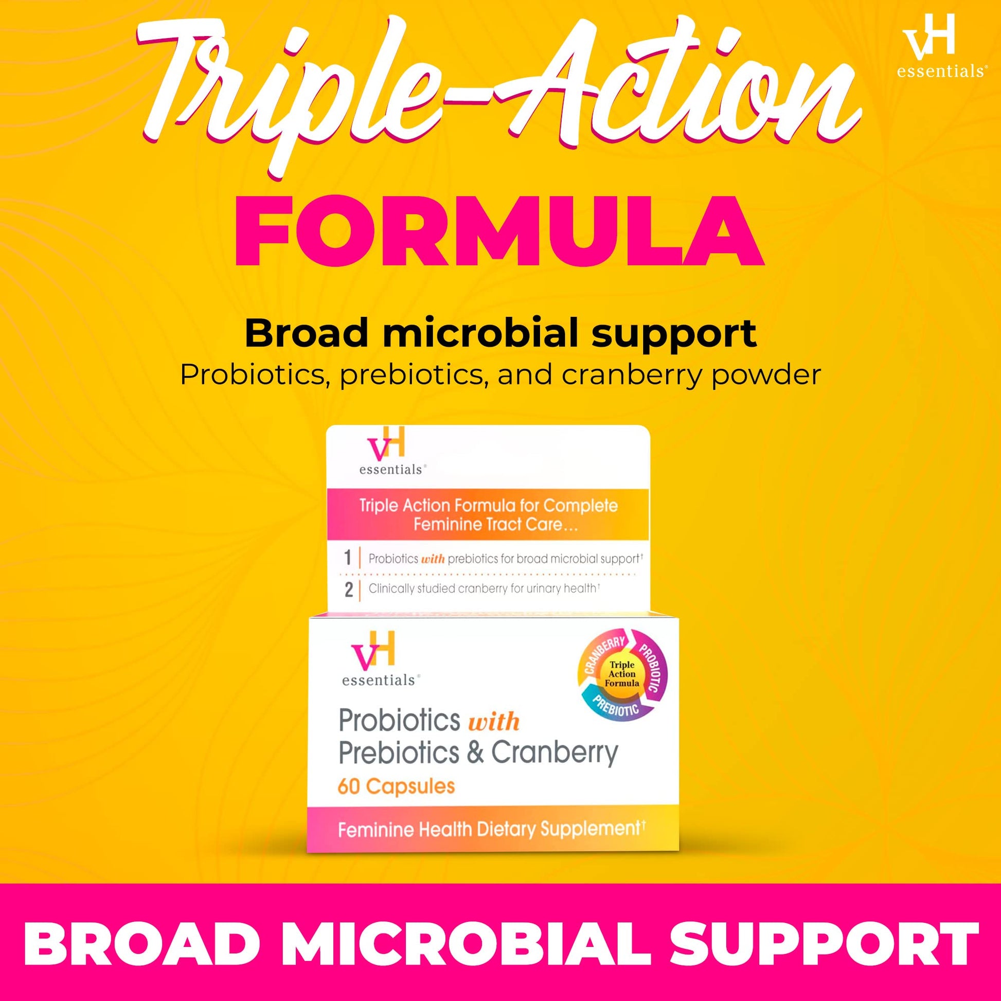 vH essentials Probiotics with Prebiotics and Cranberry Feminine Health vH essentials uk supplements