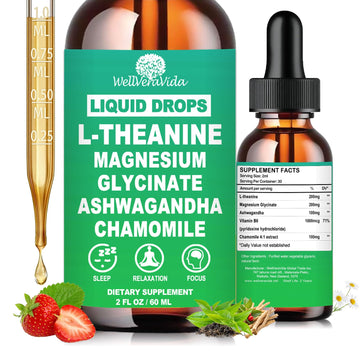 L theanine Liquid Drops, Theanine Supplement With Magnesium Glycinate & Ashwagandha for Sleep, Relaxation & Focus Support, High Absorption Liquid L Theanine 200mg for Adults & Kids丨Vegan, Non-GMO, 2oz WellVeraVida uk supplements