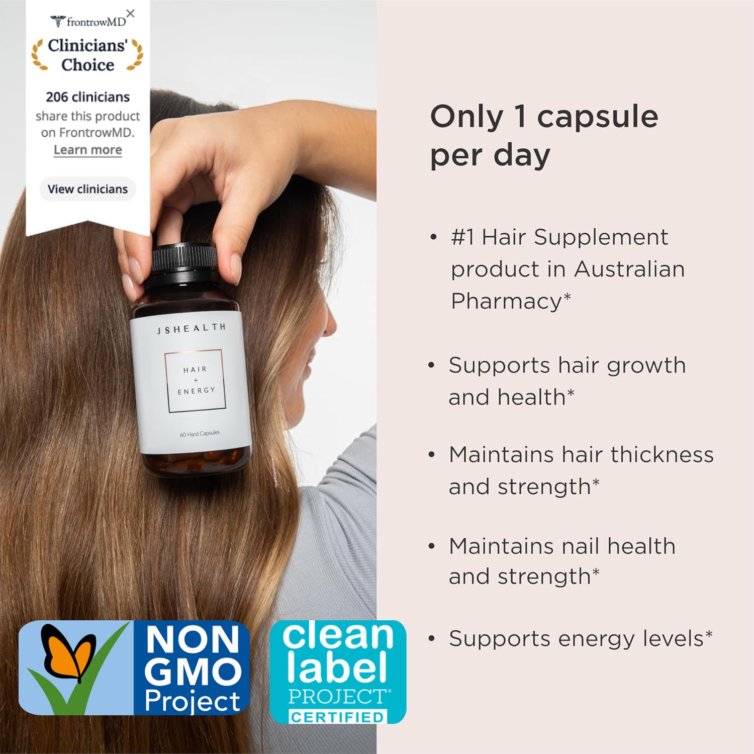 JSHealth Hair Growth Vitamins for Women. Hair + Energy with Kelp Iodine and Zinc. Supports Thickness, Strength, Energy. Nutritionist-Formulated (60 Capsules) JSHealth uk supplements