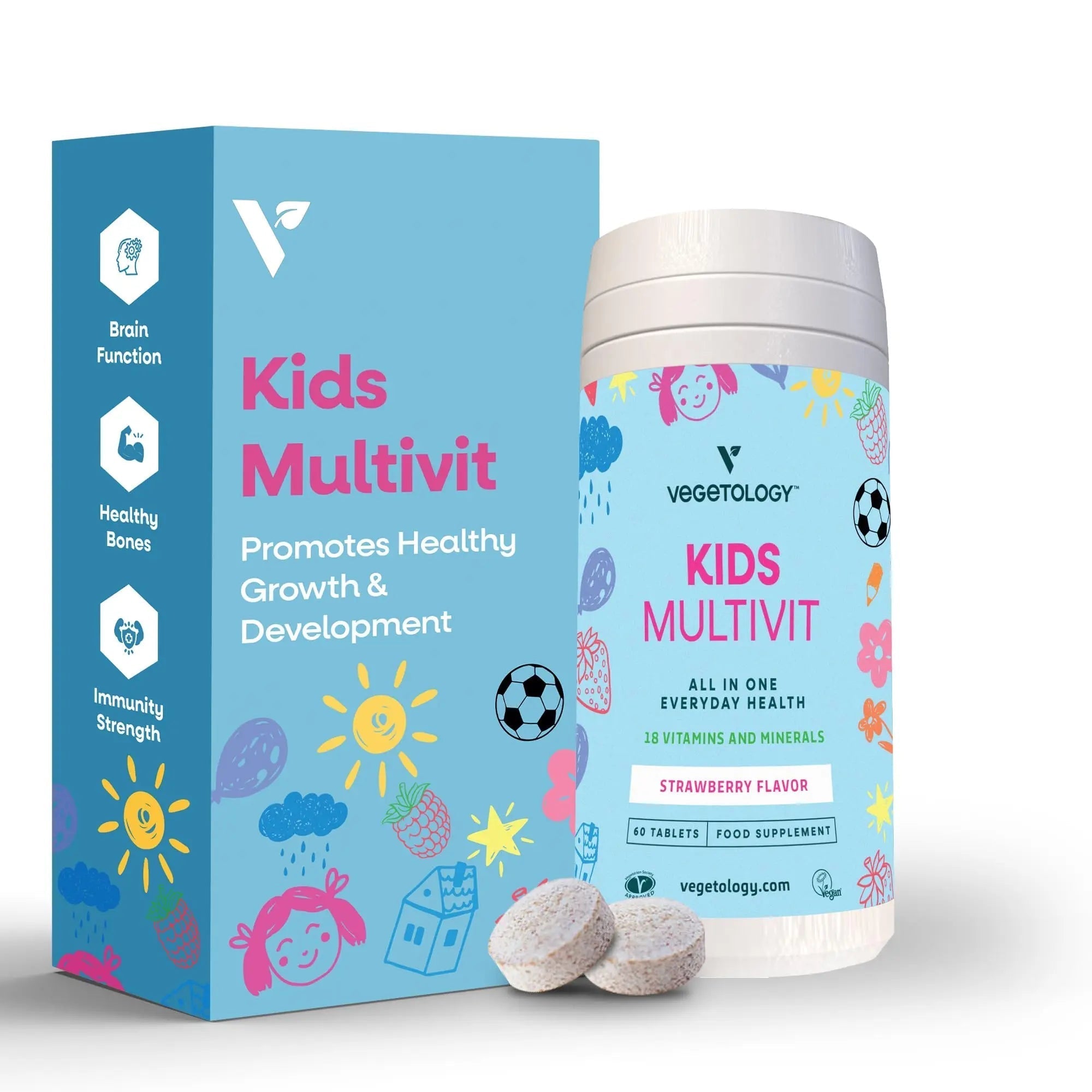 VEGETOLOGY Kids MultiVitamin Supplement, Vegan Chewable Multivitamin for Immune Support, Energy, & Growth, 18 Essential Vitamins & Minerals VEGETOLOGY uk supplements