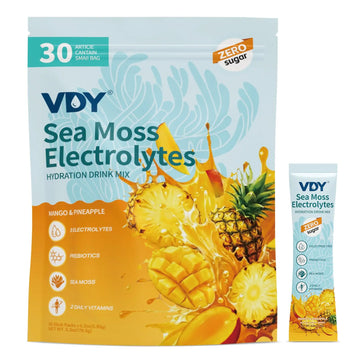 VDY Sea Moss Electrolytes Powder Packets - Hydration Packets Sugar Free - Electrolyte Packets with 30 Sticks - Zero Sugar & 0 Calorie - Keto Friendly VDY uk supplements