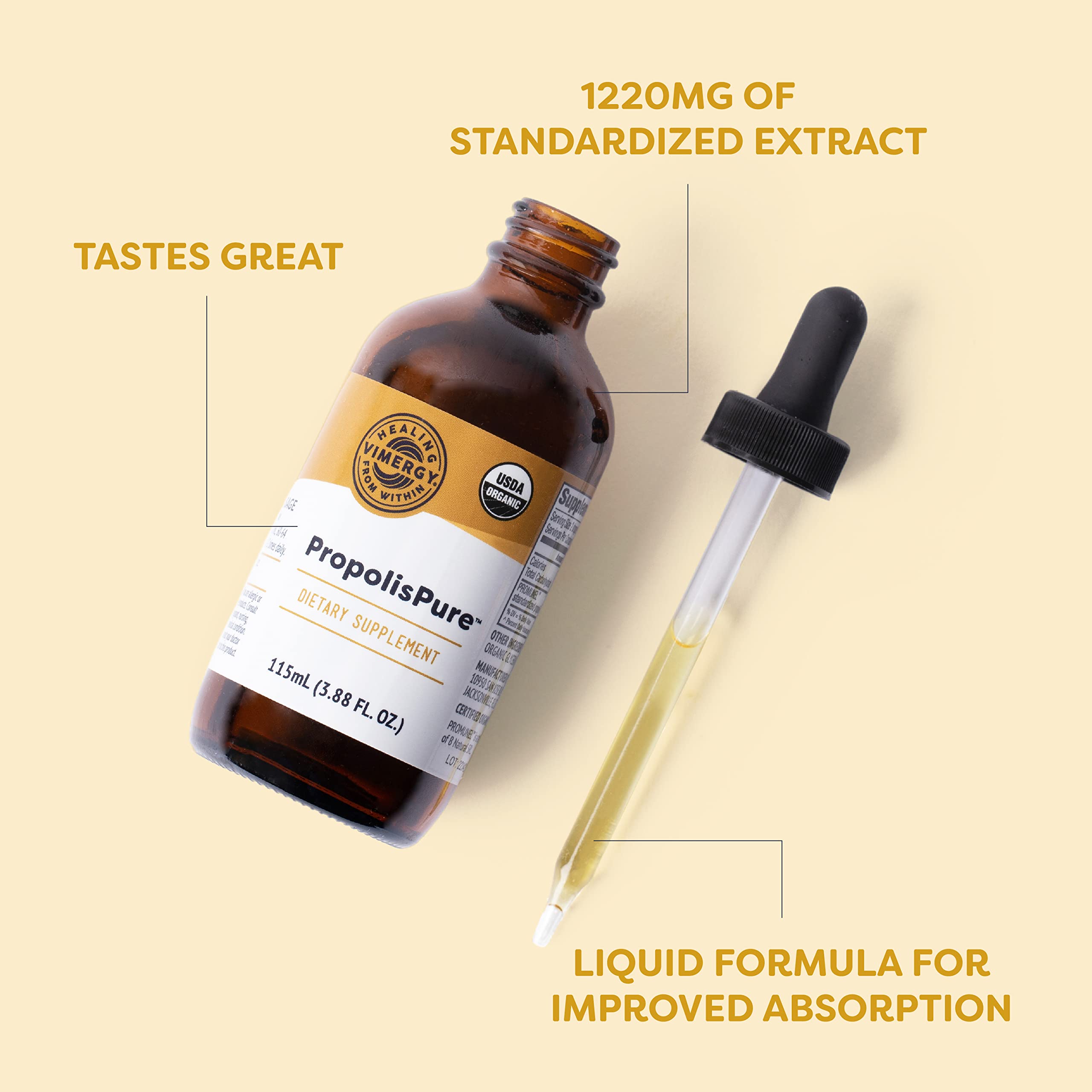 Vimergy PropolisPure® – Supports Immune and Respiratory Health* – Benefits Oral Health* – USDA Certified Organic, Kosher, Paleo-Friendly, Gluten-Free – 115 mL (57 Servings) Vimergy uk supplements