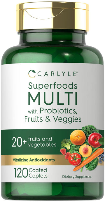 Carlyle Fruits and Veggies Supplement | 120 Count | Superfood Multivitamin with Probiotics | Made with 20 Fruits and Vegetables | Non-GMO & Gluten Free Carlyle uk supplements