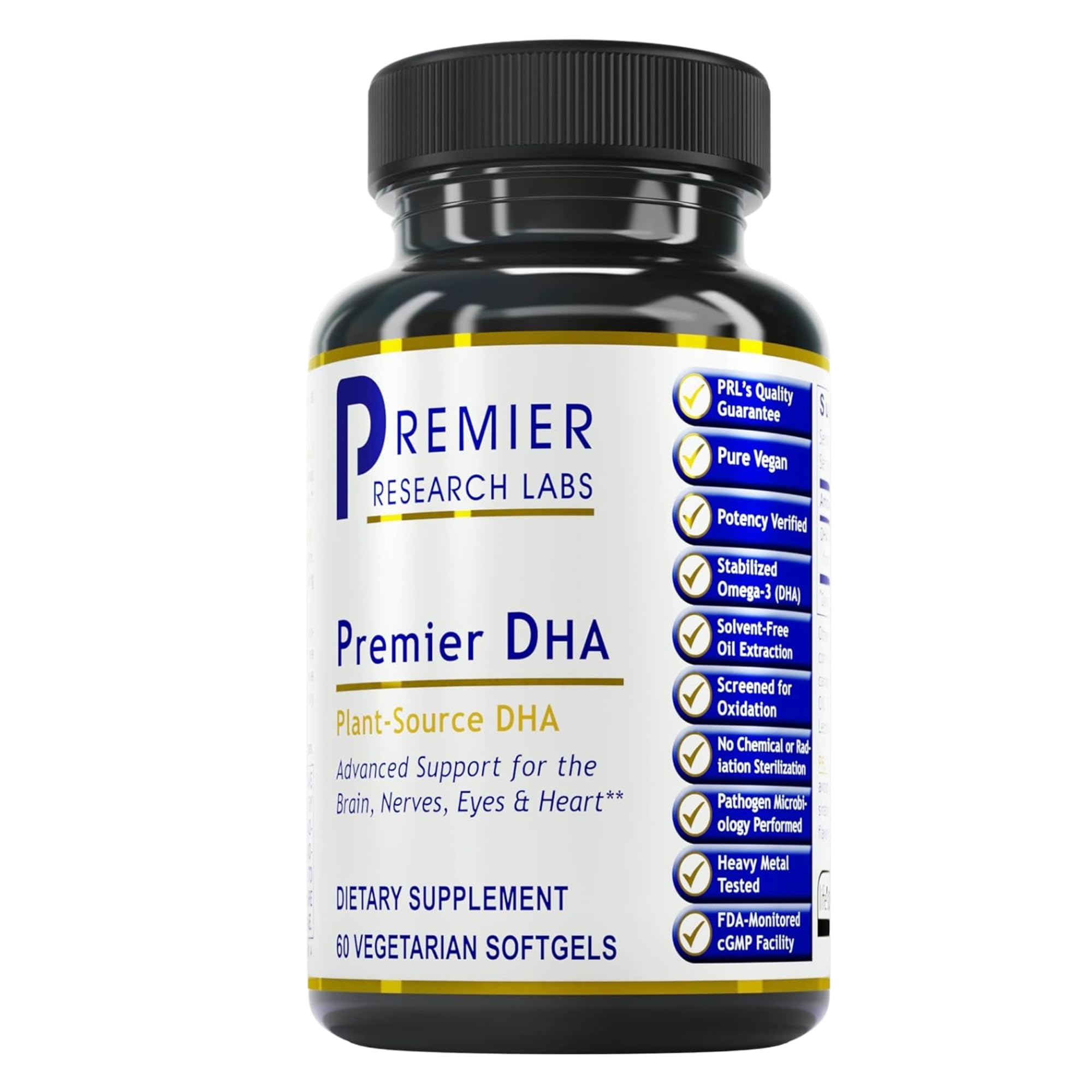 Premier Research Labs Premier DHA - Vegan DHA with Omega 3 Fatty Acids, Algae Based DHA for Women & Men, Natural DHA Supplement Suitable for Vegans- 60 Vegetarian Softgel Capsules Premier Research Labs uk supplements