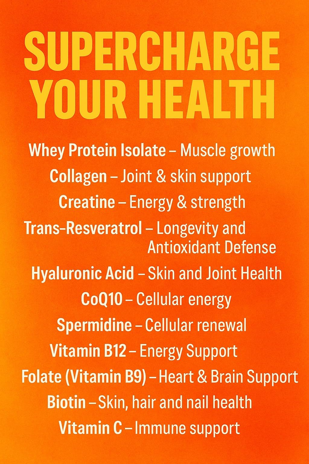 Vital Nutrition and Health All-in-One Powder: Protein, Collagen, Creatine, Resveratrol, Spermidine, Hyaluronic Acid, CoQ10 + Key Vitamins Vital Nutrition and Health uk supplements