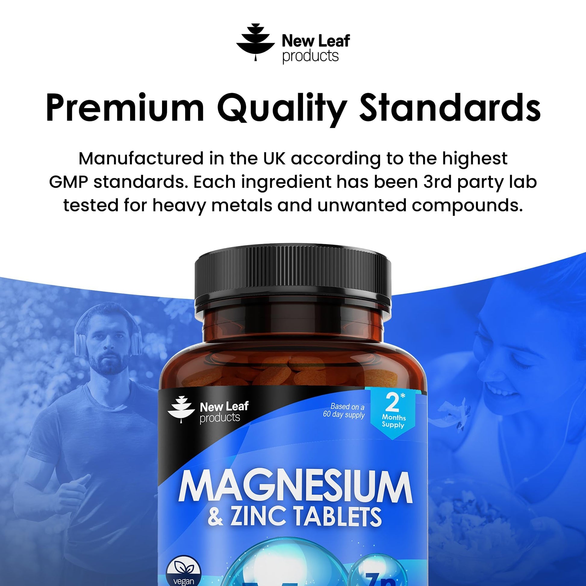 Magnesium Supplements 516mg With Zinc - 120 Magnesium Tablets Supports Muscle NEW LEAF PRODUCTS uk supplements