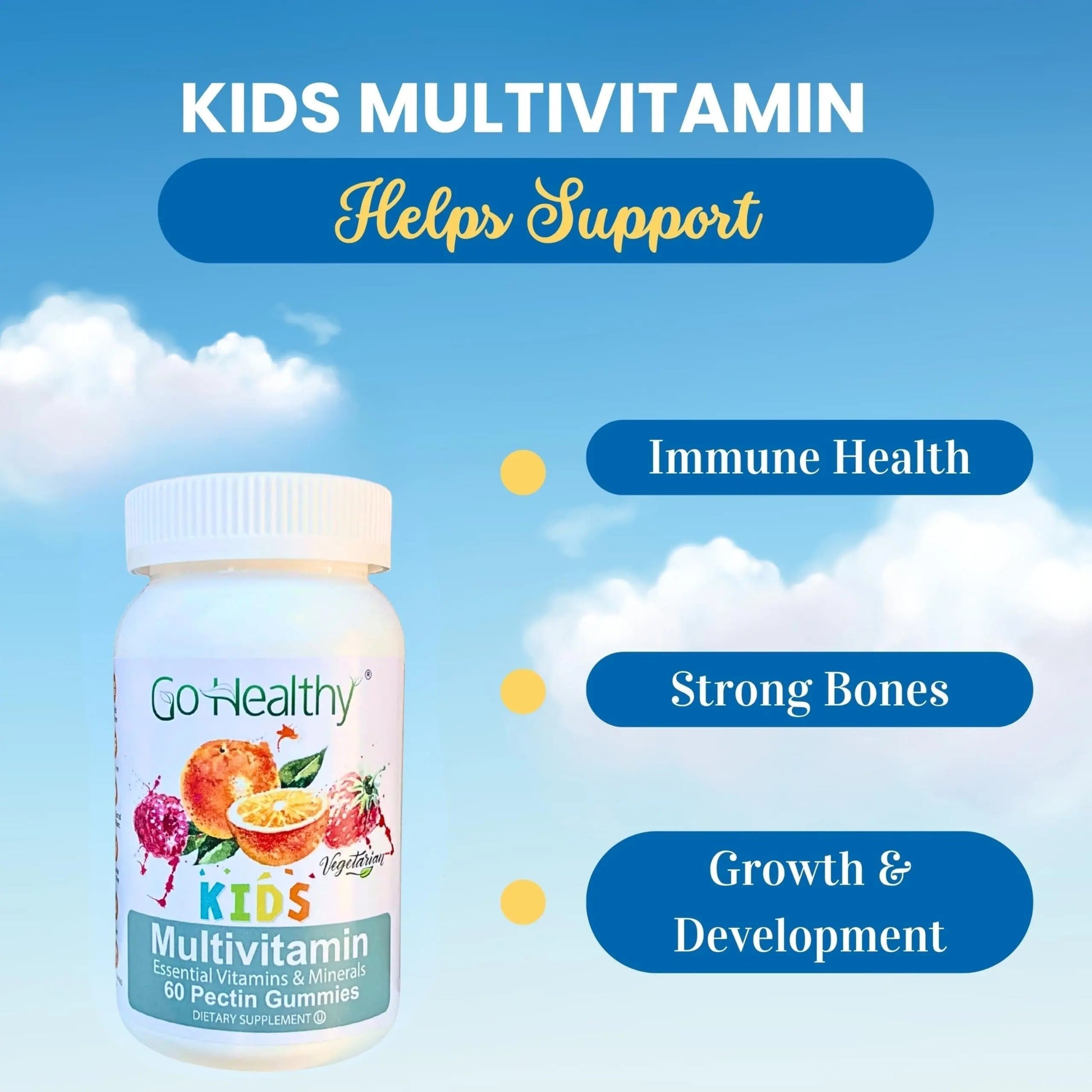 Go Healthy Kids Multivitamin Gummies, Immune Support, Kids Vitamin Gummies, Kosher Kid Vitamin, Halal Go Healthy Natural uk supplements
