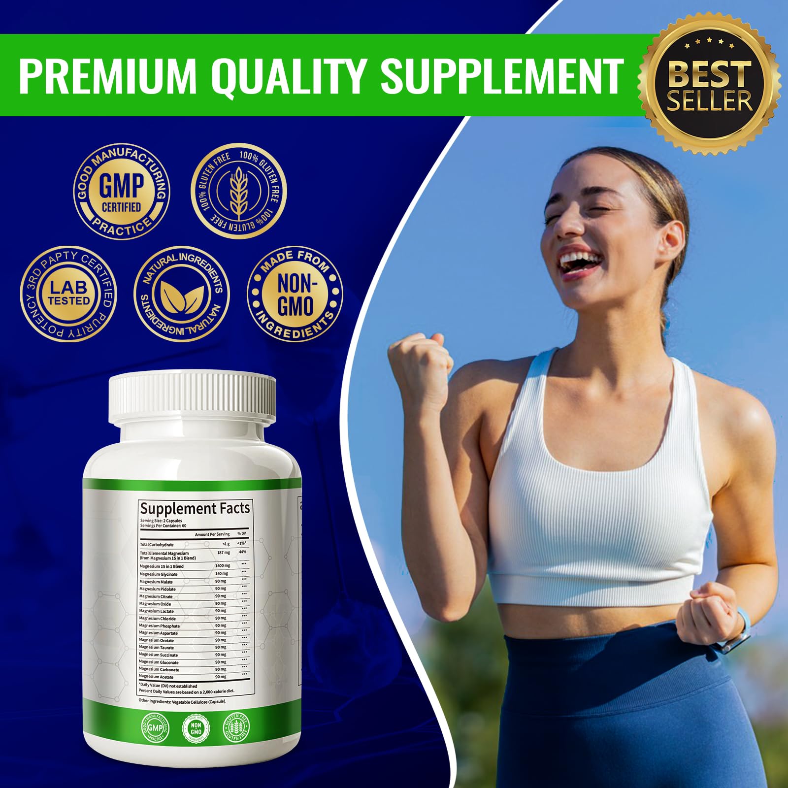 Magnesium Complex with 15 Types Magnesium Glycinate Citrate Malate Taurate Oxide Carbonate Chloride Orotate Magnesio Muscle, Heart, Relaxation & Nerves 120 Vegan Capsules, 60-Day Supply Ashenutri uk supplements