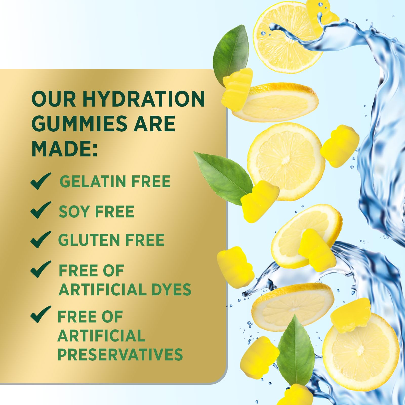 Hydration Electrolyte Gummies - Daily Liquid Replenisher Gummy - Electrolyte Multiplier with Minerals, Potassium & Real Salt - Vegan, Non-GMO - Tasty Lemon Flavor Hydration Electrolytes - 60 Gummies Nature's Peak uk supplements