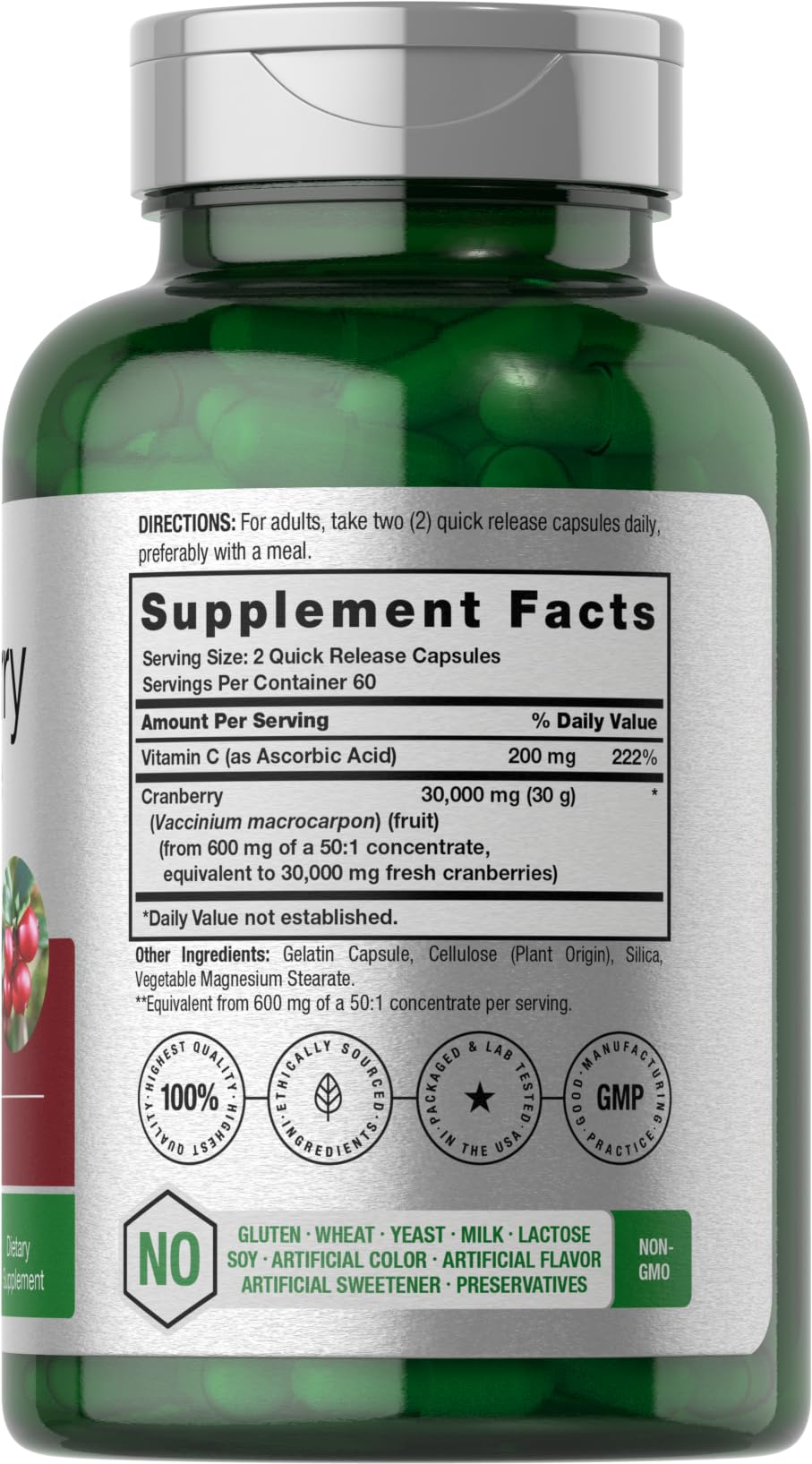 Cranberry Concentrate Extract Pills + Vitamin C | 30,000mg | 120 Capsules | Triple Strength Horbäach uk supplements