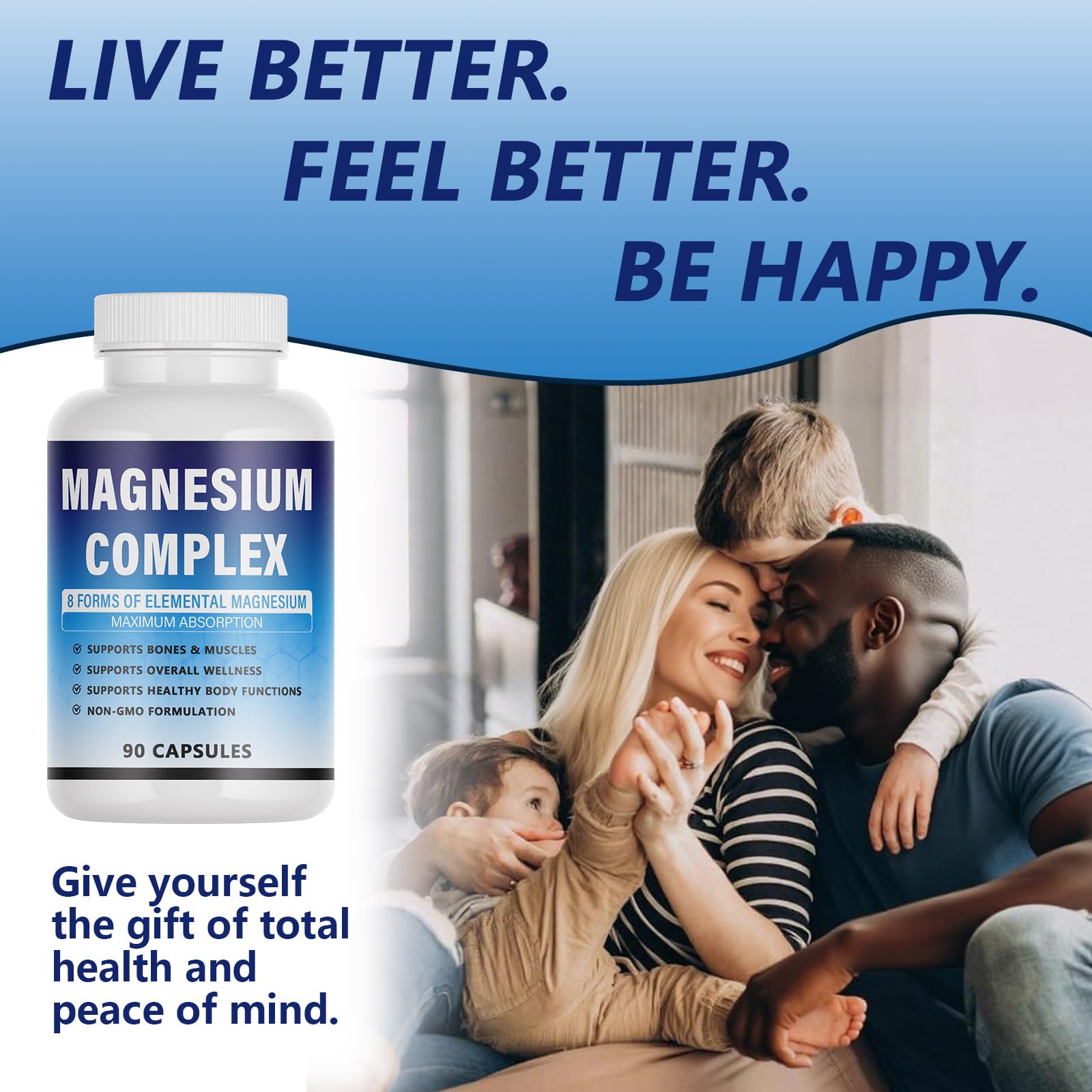 Magnesium Complex Supplement - 8 Elemental Magnesium 1000mg - Glycinate, Citrate, Malate, Taurate Chelated | Easy Absorption, Energy Support | Vegan Non-GMO, 90 Capsules (1pc) KFUKFU uk supplements
