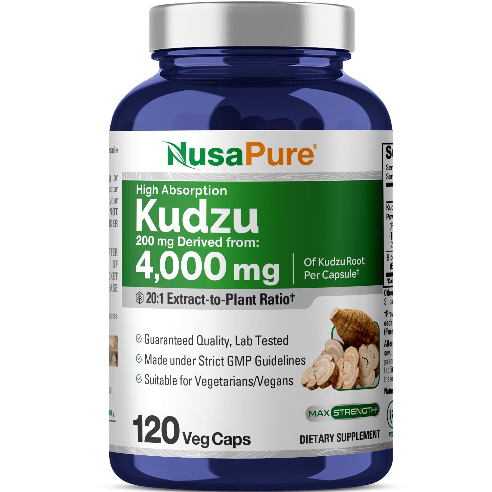 NusaPure Kudzu Root 20:1 Extract, 200 mg Equivalent to 4,000mg - 120 Veggie Capsules (Non-GMO, Vegan, Bioperine) NusaPure uk supplements