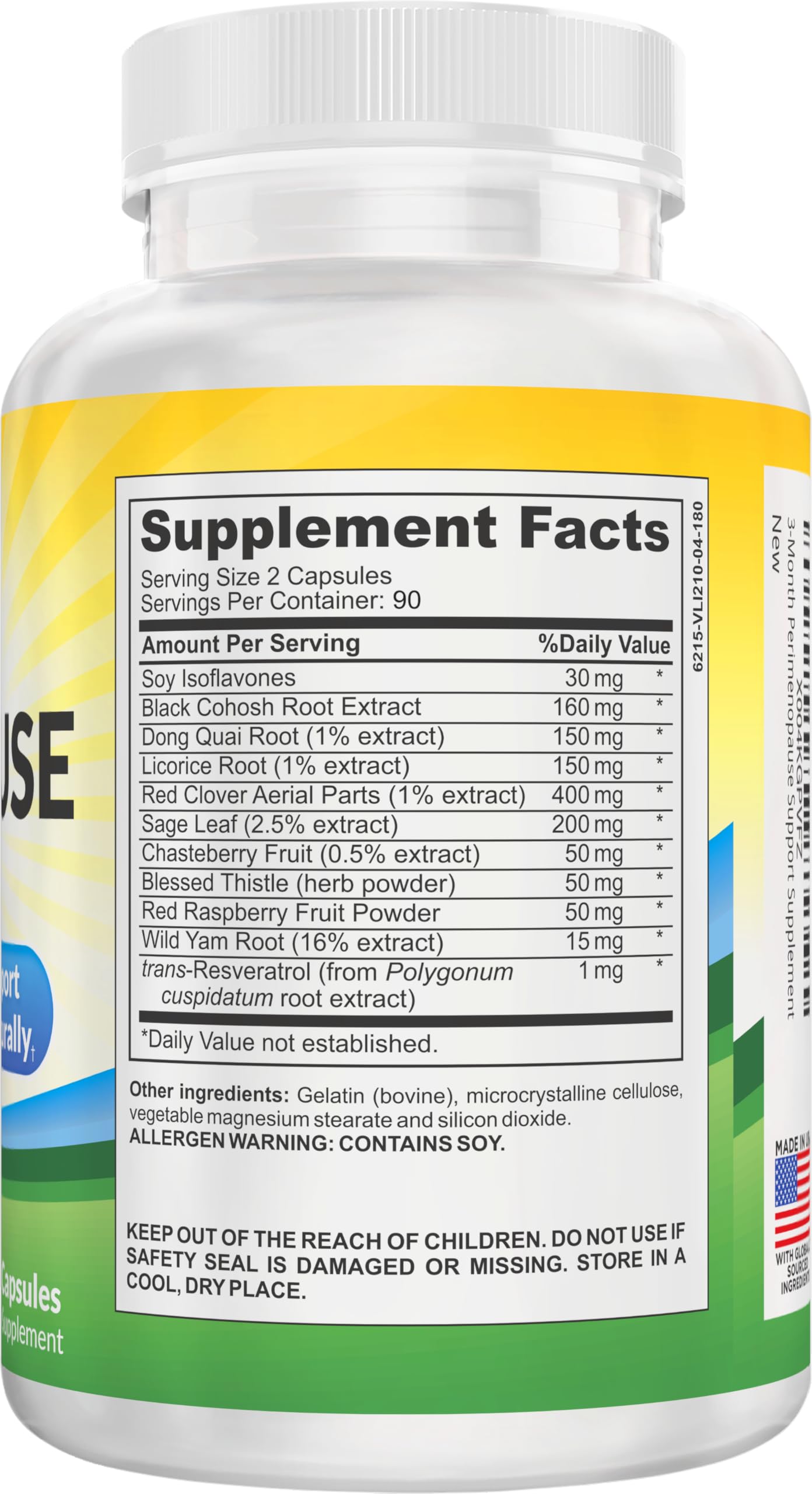 Perimenopause Support (3-Month) Supplement Blend | Women's Health & Hormone Support with 11 Herbs & Extracts | Female Hormonal Balance Supplements | 90-Day Bulk Supply | 180 Capsules Elevate Recovery Supplements uk supplements