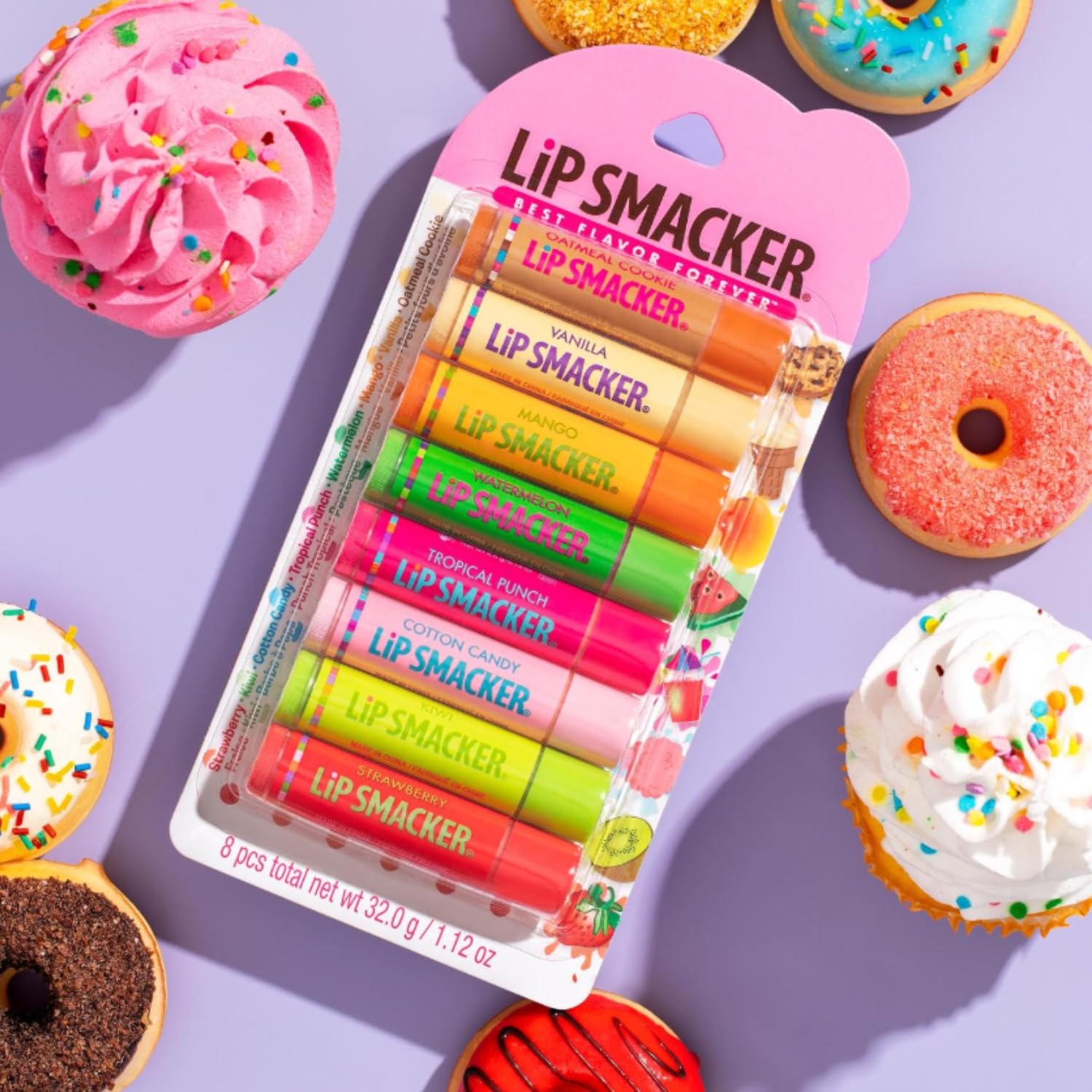 Lip Smacker Original & Best Holiday Flavored Lip Balm Party Pack, Oatmeal Cookie, Vanilla, Mango, Watermelon, Tropical Punch, Cotton Candy, Kiwi, Strawberry, Clear Lip Smacker uk supplements