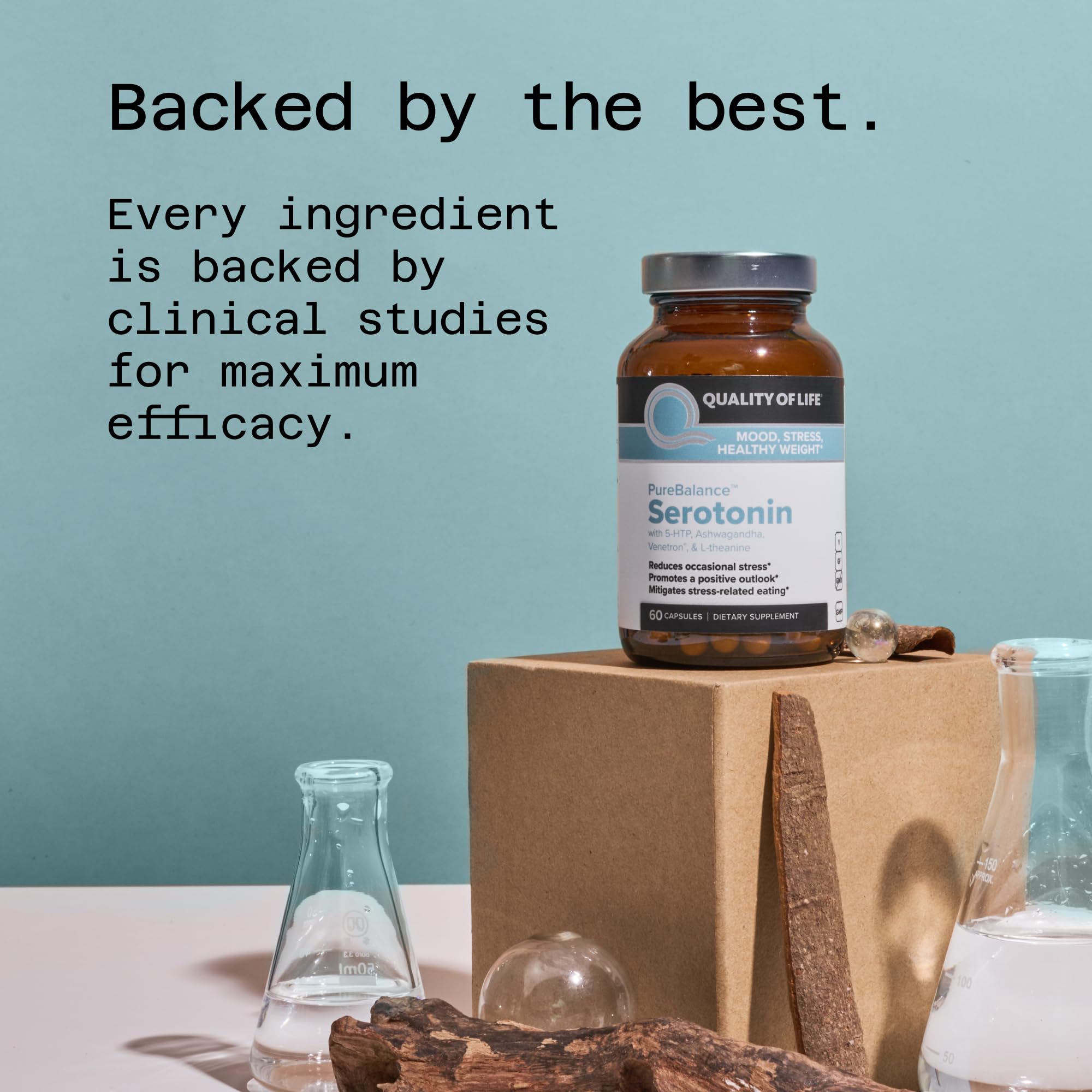 Quality of Life Pure Balance Serotonin Premium–Helps Boost Serotonin & Cortisol Levels - Includes 5-HTP, Venetron, Sensoril, Vitamin D3 & L-Theanine–60 Capsules Quality of Life uk supplements