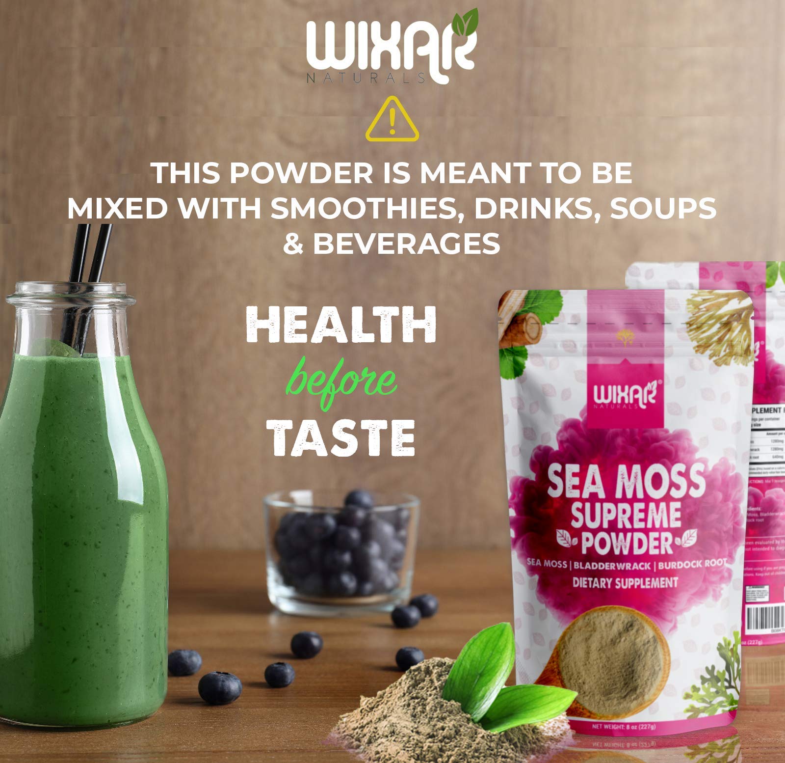 Wixar Wildcrafted Sea Moss Powder – (8 Ounces) – Natural Irish Sea Moss and Bladderwra WIXAR NATURALS uk supplements