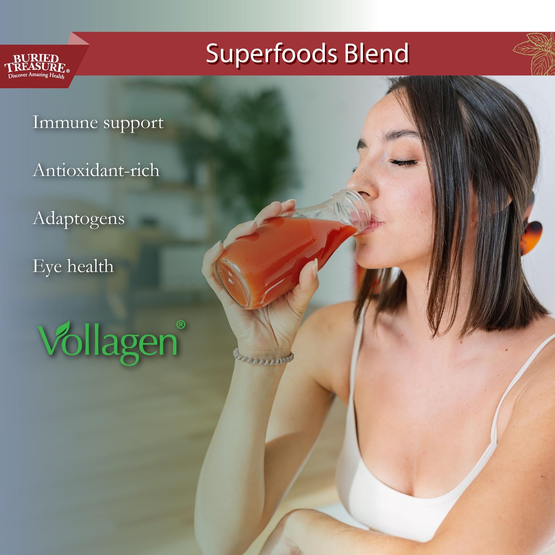 Buried Treasure Red20 Fusion Superfood Blend – Acai, Beets, Blueberry, Fiber, Adaptogens, Lutein, Vegan Vollagen, Natural Energy, Digestion, Eye Health & Wellness Support, 32oz Liquid Buried Treasure uk supplements