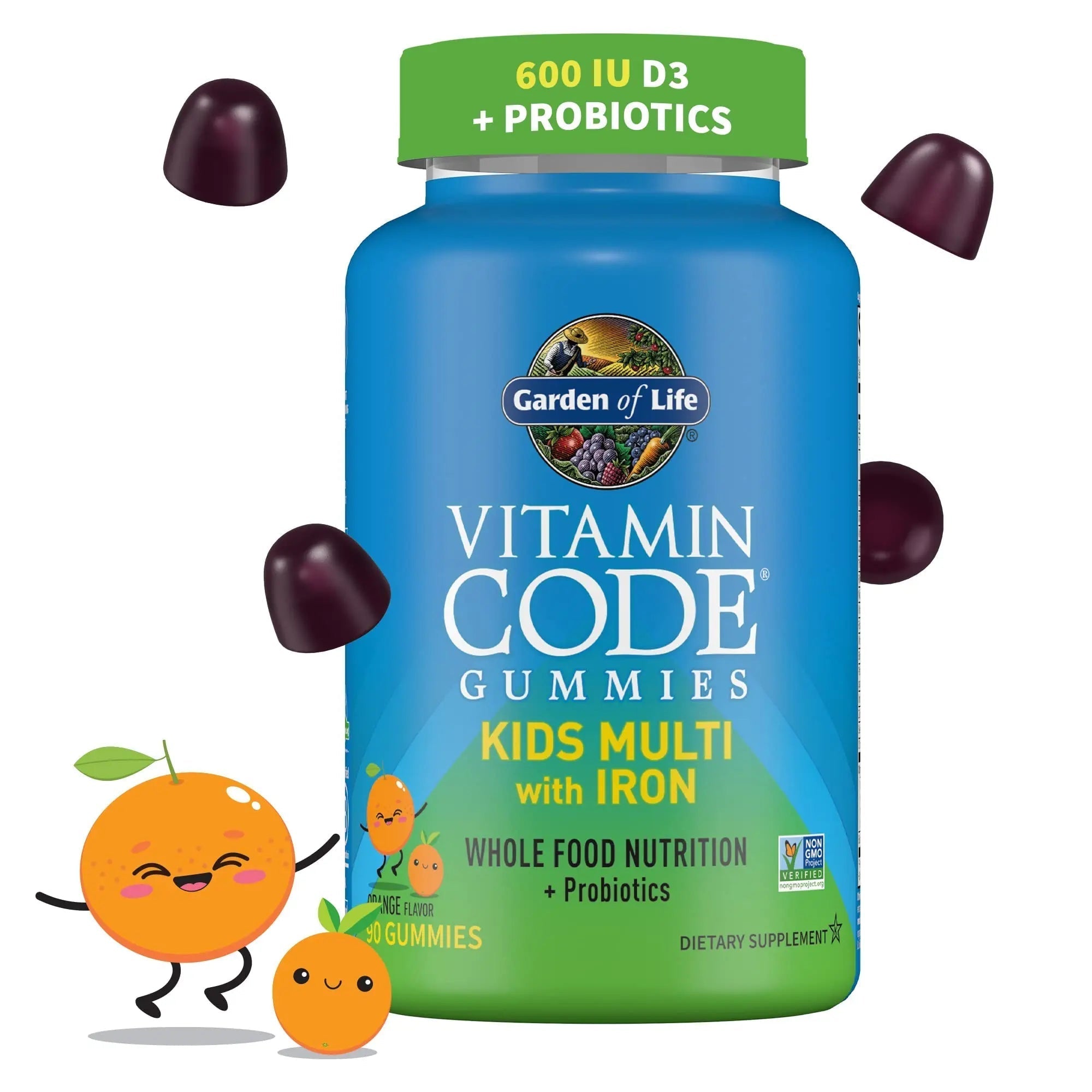 Kids Multivitamin Gummy with Iron + Probiotics for Immune Health & Digestion: Vitamins D, C, E, B, Zinc for Energy & Development, Vitamin Code Garden of Life uk supplements