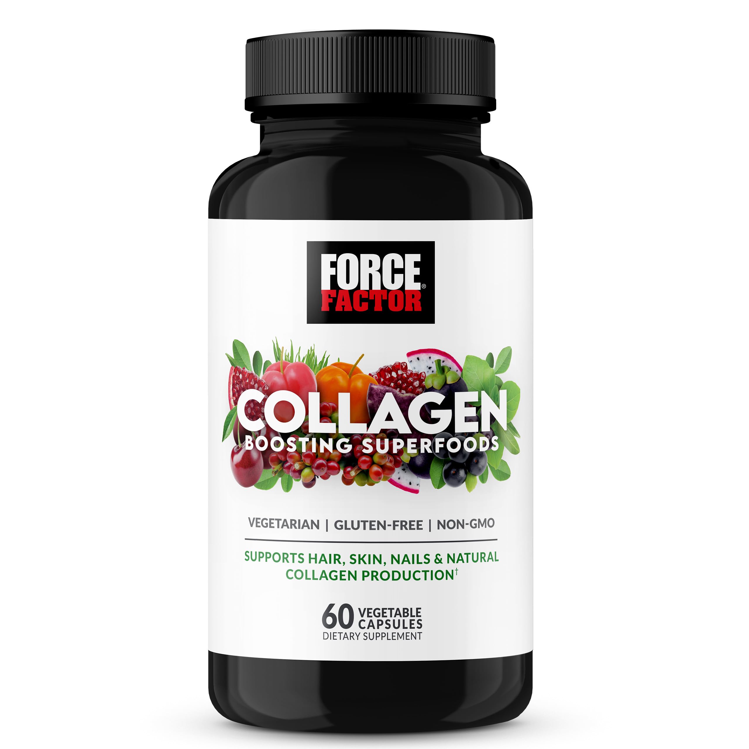 Force Factor Collagen Boosting Superfoods, Vegan Collagen Booster with Hyaluronic Acid, Biotin, Bamboo, Amino Acids & Vitamins for Hair, Skin, and Nails, Strengthener and Skin Supplement, 60 Capsules Force Factor uk supplements