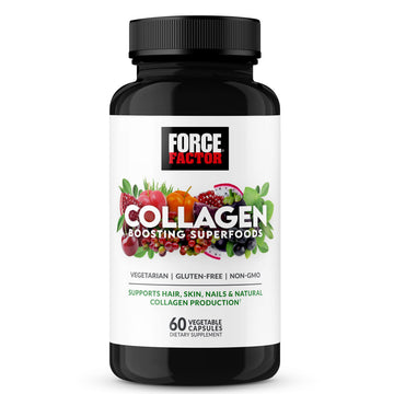 Force Factor Collagen Boosting Superfoods, Vegan Collagen Booster with Hyaluronic Acid, Biotin, Bamboo, Amino Acids & Vitamins for Hair, Skin, and Nails, Strengthener and Skin Supplement, 60 Capsules Force Factor uk supplements