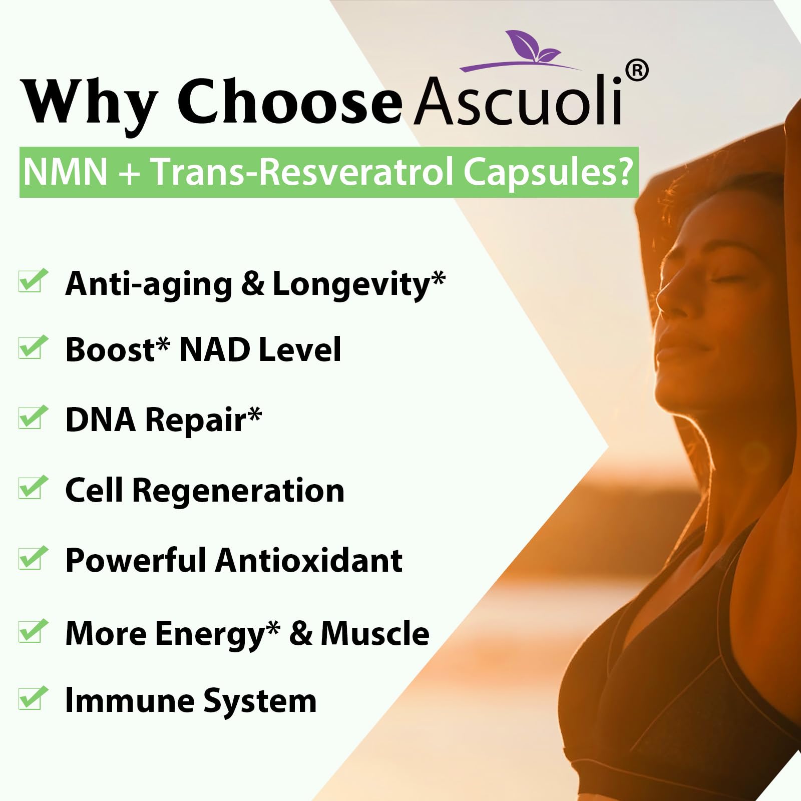 99% Ultra Purity NMN 500mg + Trans-Resveratrol 600mg, 1150mg NMN Resveratrol Supplement, 3-in-1 Advanced Formula for Boost* NAD, Cell, Immune, Energy & Muscle, Healthy Aging, Stabilized Form - 60 Caps Ascuoli uk supplements