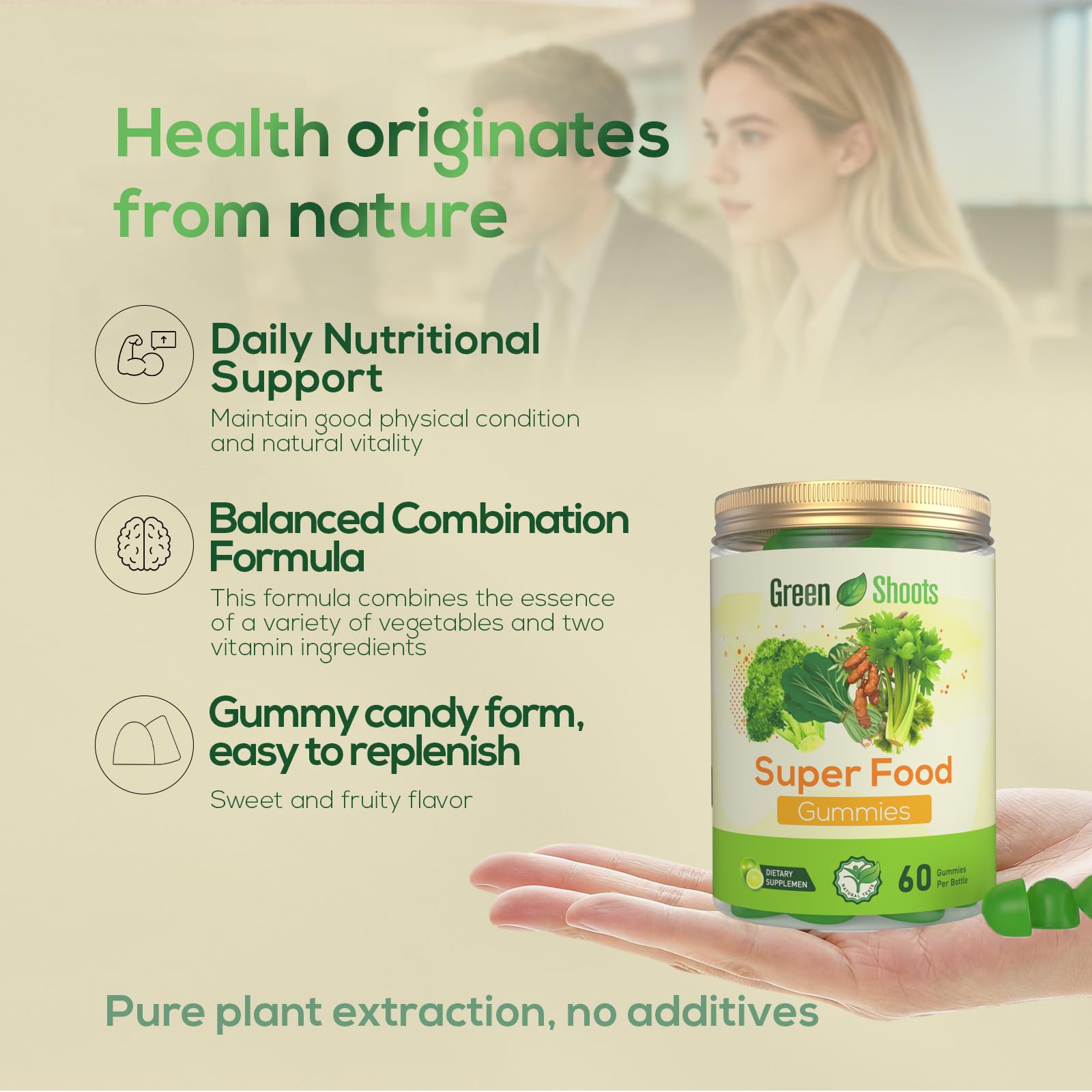 Greenshoots Super Food Gummies with Super Greens Blend, Vitamin A & C – Broccoli, Spinach, Moringa & Chlorella – Vegan, Sugar Free, Daily Nutrition Support, 60 Gummies Greenshoots uk supplements