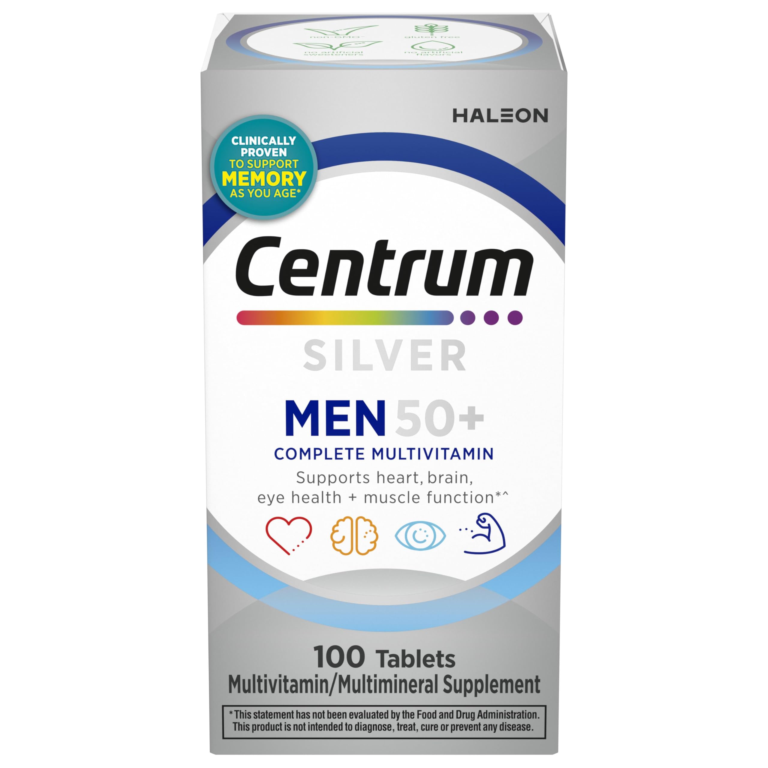 Centrum Silver Multivitamin for Men 50 Plus, Multimineral Supplement, Vitamin D3, B-Vitamins and Zinc, Gluten Free, Non-GMO Ingredients, Supports Memory Centrum uk supplements