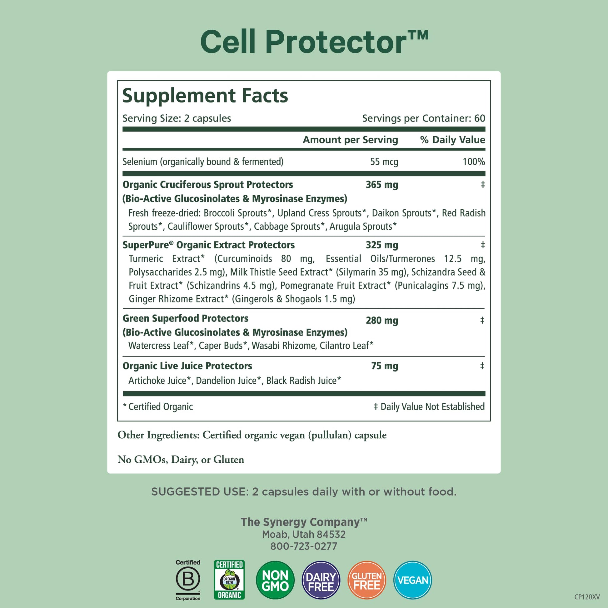 PURE SYNERGY Cell Protector | Cellular Health Supplement | Cell and Immune Support with Selenium and Organic Cruciferous Vegetables | for Healthy Aging & Detoxification (120 Capsules) PURE SYNERGY uk supplements