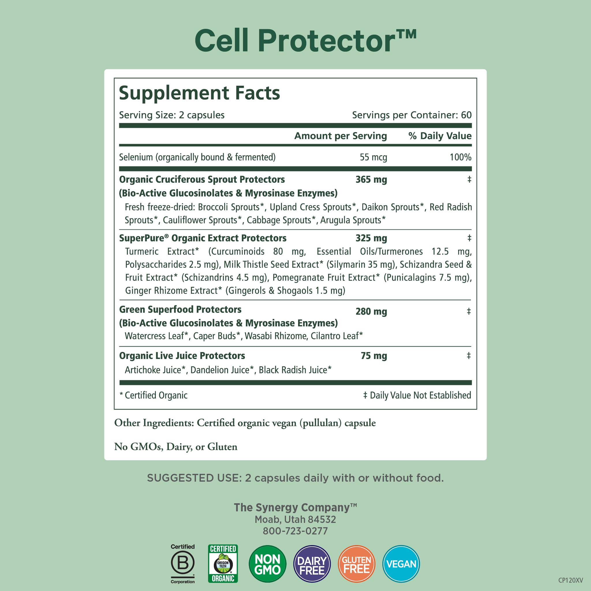PURE SYNERGY Cell Protector | Cellular Health Supplement | Cell and Immune Support with Selenium and Organic Cruciferous Vegetables | for Healthy Aging & Detoxification (120 Capsules) PURE SYNERGY uk supplements
