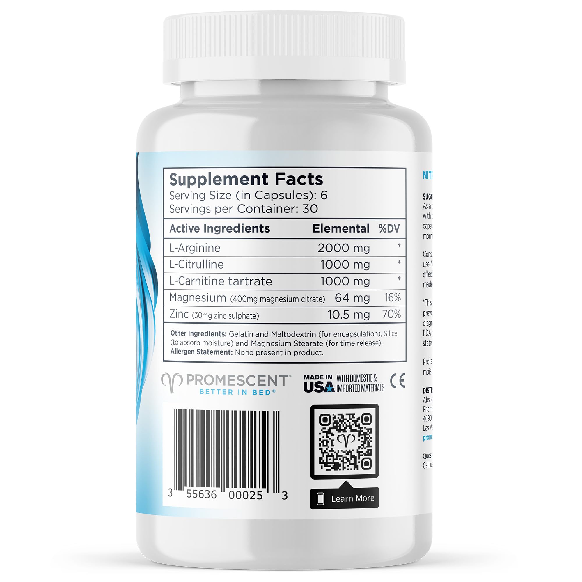 Promescent VitaFLUX Women's Nitric Oxide Booster Supplement, Boost Energy & Performance - Therapeutic Dose of Essential Amino Acids L Arginine, L Citrulline, L Carnitine, Zinc (180 Capsules) Promescent uk supplements