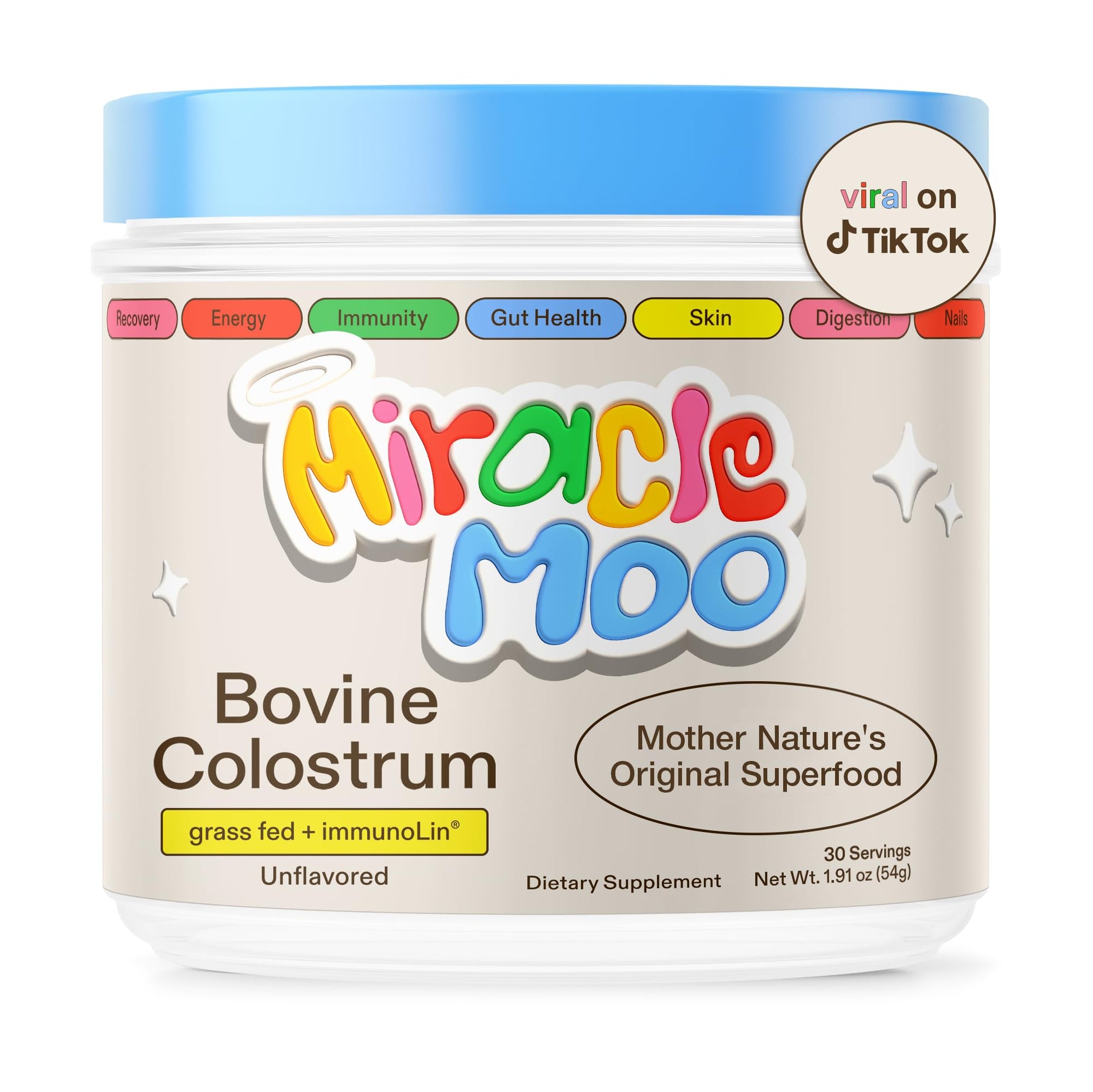 Colostrum Supplement for Gut Health, Hair Growth, Beauty and Immune Support Miracle Moo uk supplements