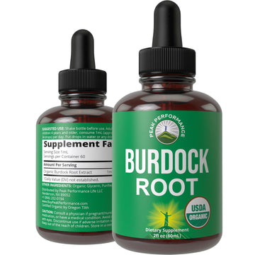 Peak Performance USDA Organic Burdock Root Liquid Drops Supplement. Vegan Extract Tincture for Women and Men. Organic Burdock Root Oil Herb. Zero Sugar, Gluten Free Supplements Peak Performance uk supplements