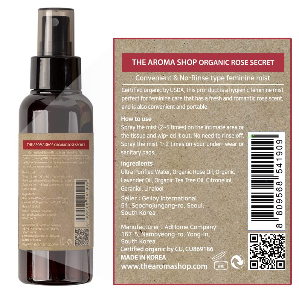 [USDA] TheAromaShop Organic Rose Secret- Natural feminine Spray,Intimate Care The Aroma Shop uk supplements